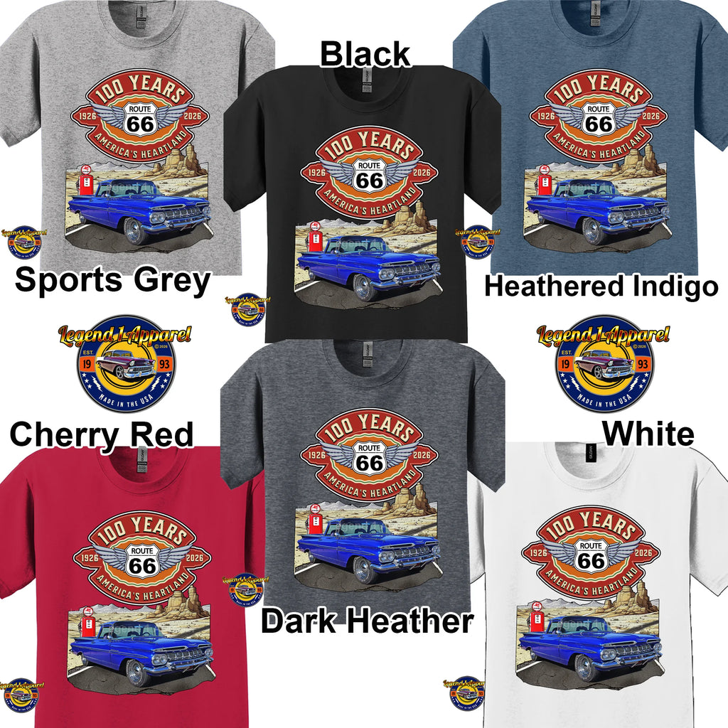 1959 Chevrolet El Camino Classic Truck Graphic Tee – Route 66 100 Years T-Shirt