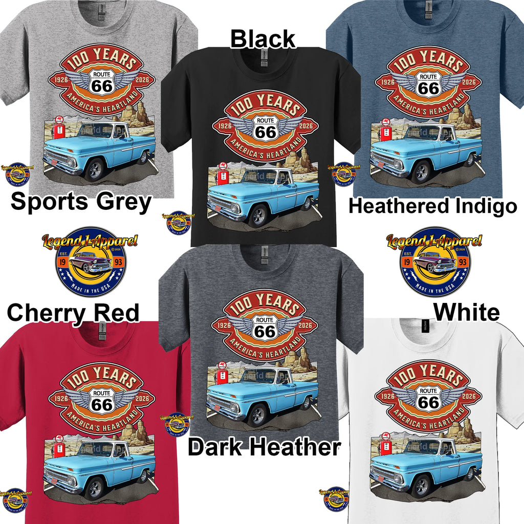 1964 Chevrolet Pick up Classic Truck Graphic Tee – Route 66 100 Years T-Shirt