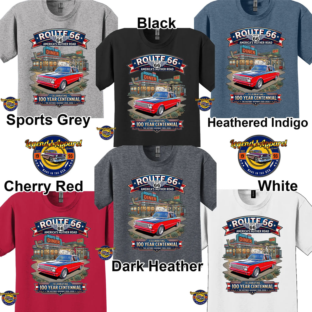 1963 Ford Falcon Classic Car Graphic Tee – Route 66 Centennial T-Shirt