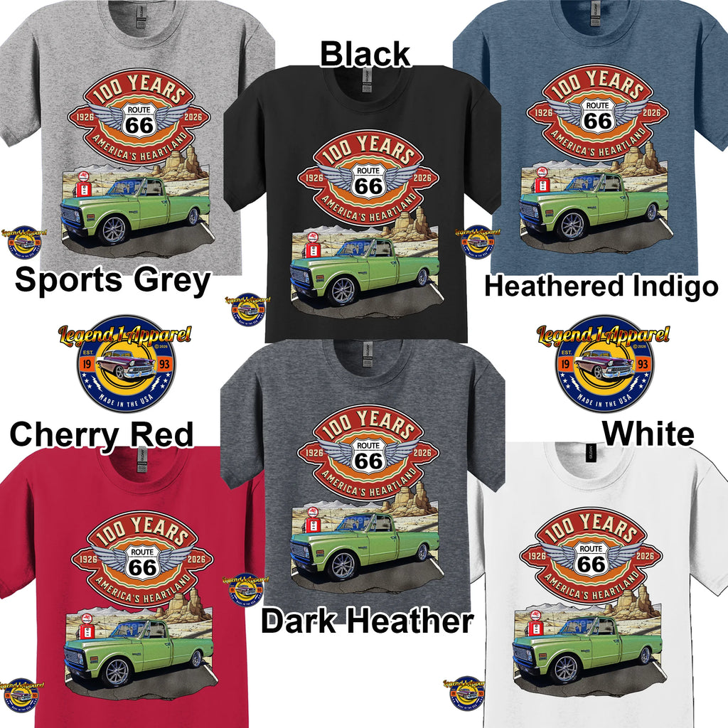 1972 Chevrolet Pick up Classic Truck Graphic Tee – Route 66 100 Years T-Shirt