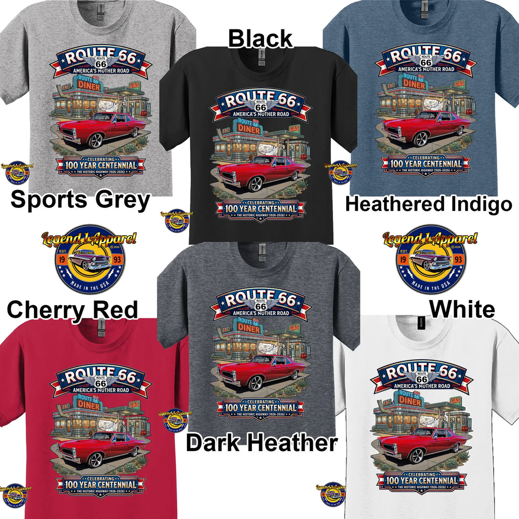 1965 Pontiac Le mans Classic Car Graphic Tee – Route 66 Centennial T-Shirt