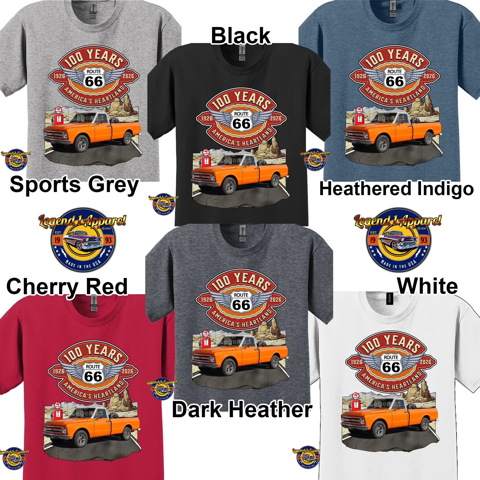 1967 Chevrolet Pick up Classic Truck Graphic Tee – Route 66 100 Years T-Shirt