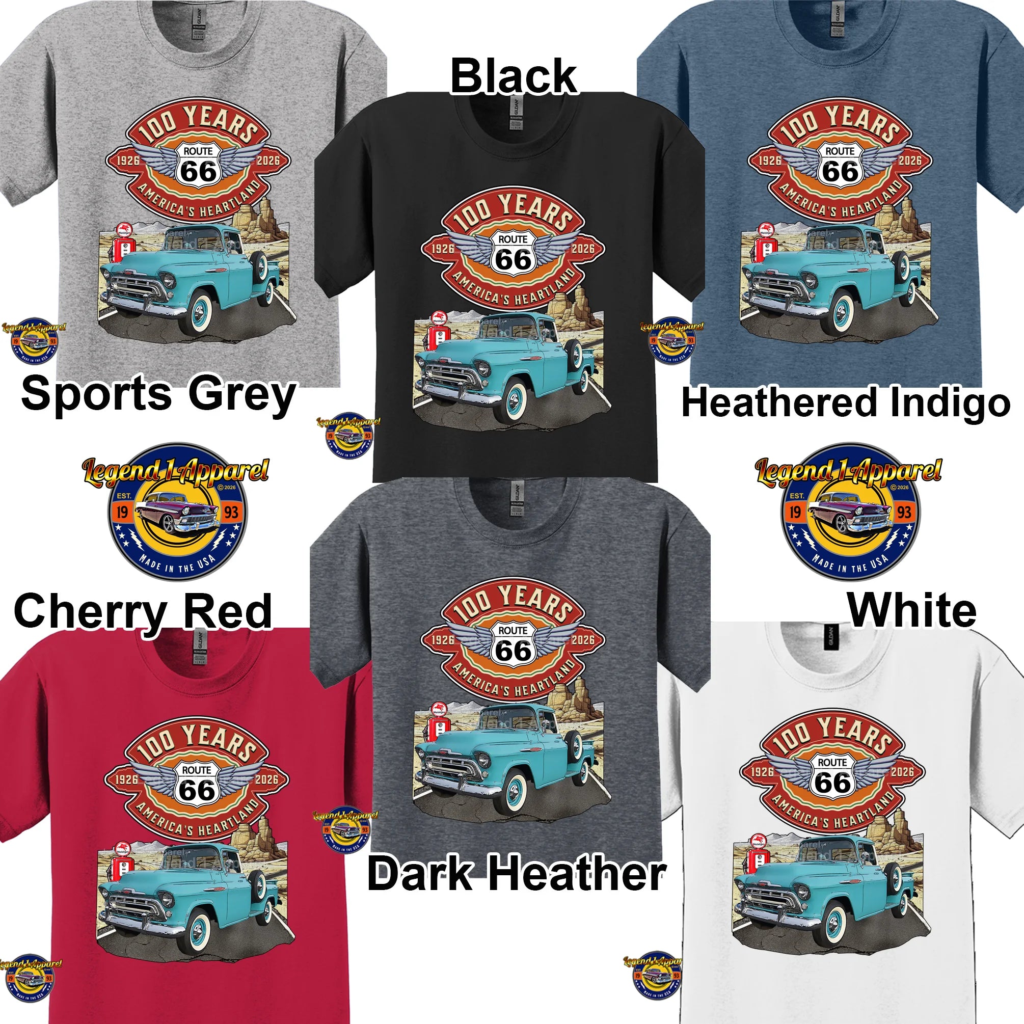 1957 Chevrolet Pick up Classic Truck Graphic Tee – Route 66 100 Years T-Shirt