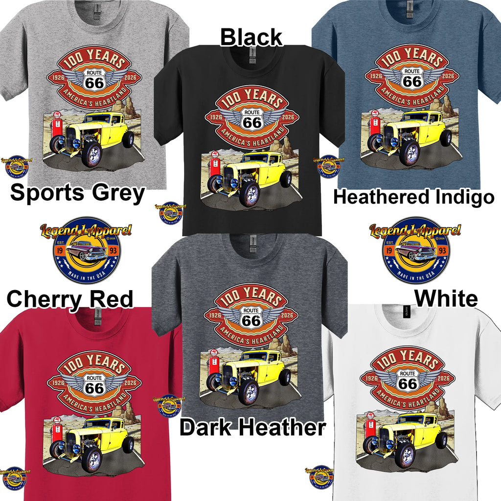 1932 Ford Coupe Classic Car Graphic Tee – Route 66 100 Years T-Shirt
