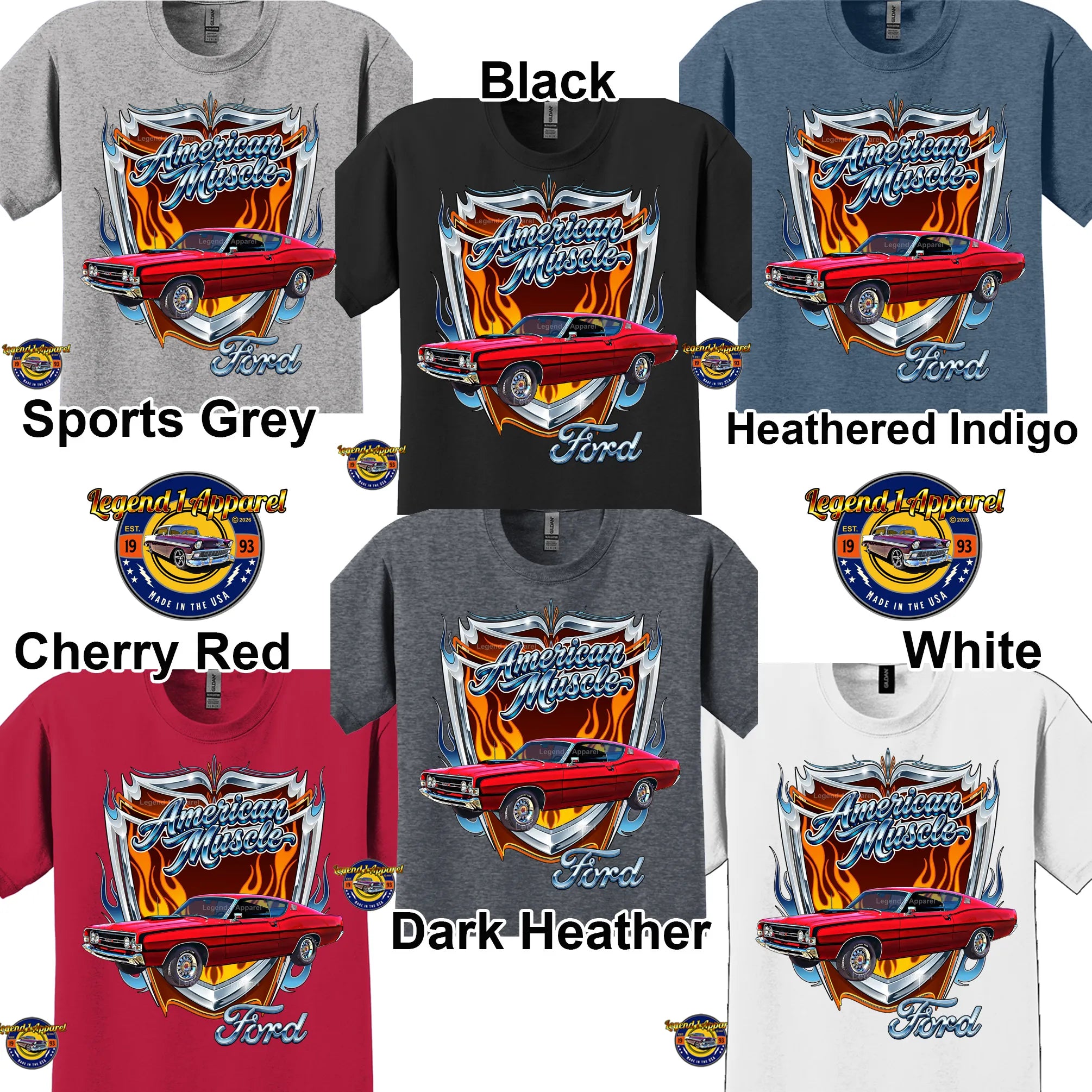 1968 Ford Torino GT Classic Car Graphic Tee – American Muscle T-Shirt