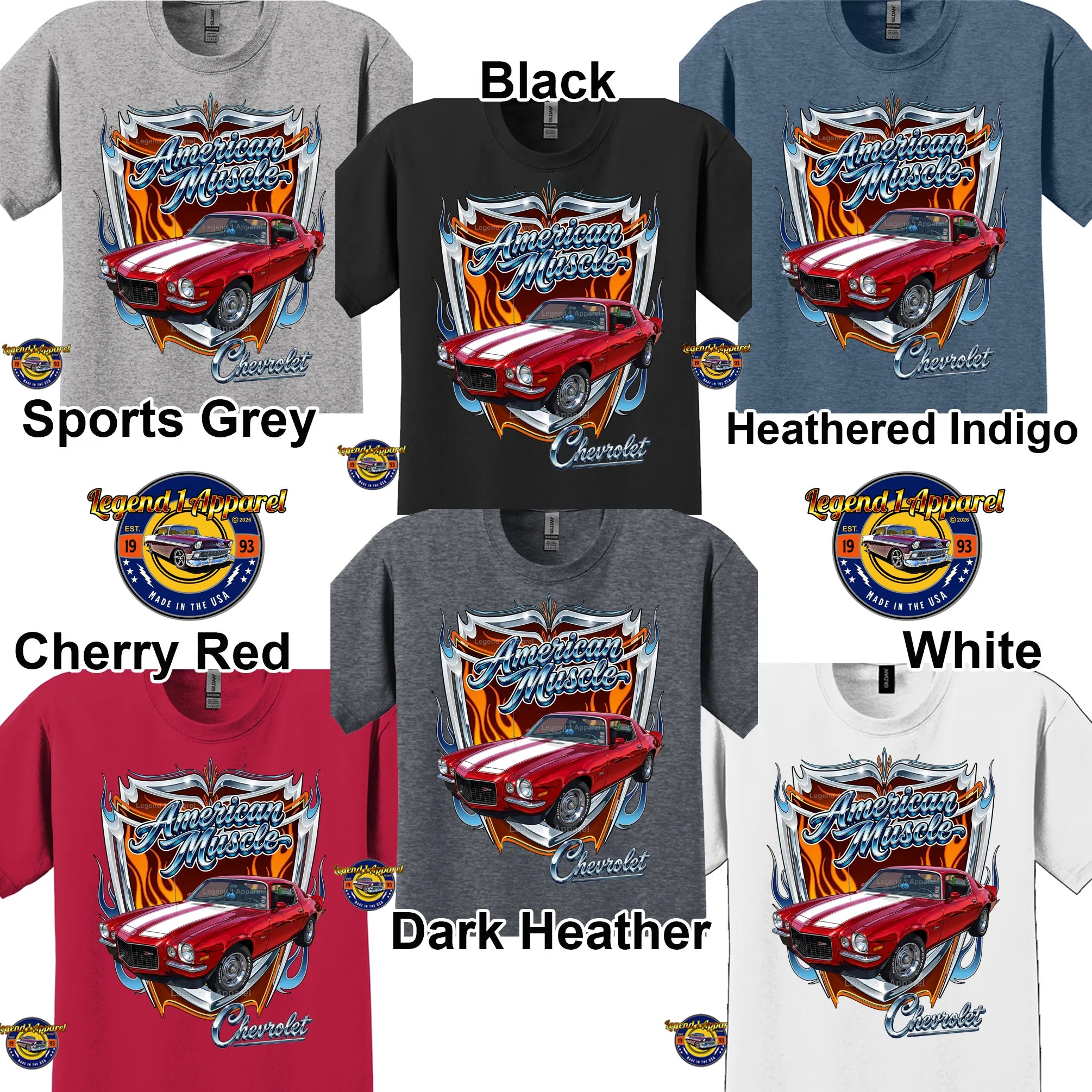 1970 Chevrolet Camaro American Muscle T-Shirt – 70 Chevy Classic Car Graphic Tee
