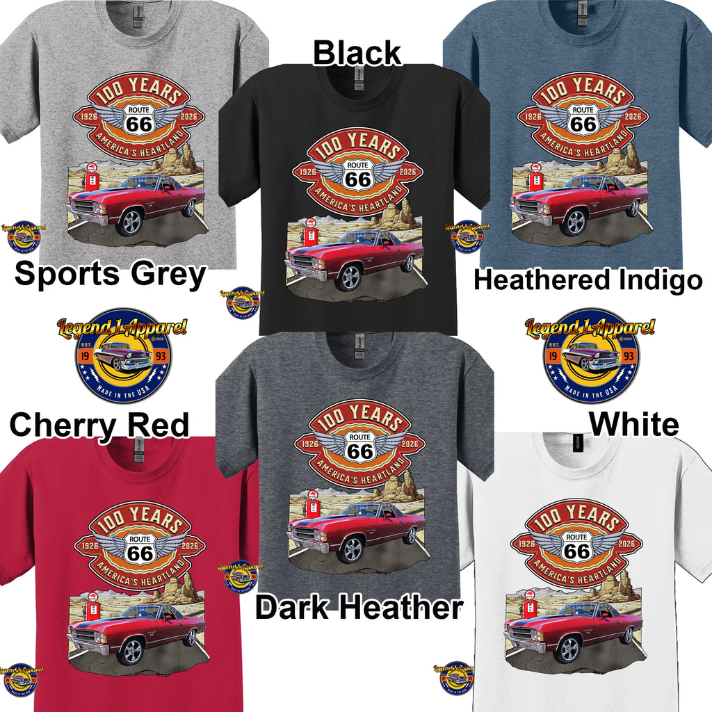 1971 Chevrolet El Camino Classic Truck Graphic Tee – Route 66 100 Years T-Shirt (Copy)