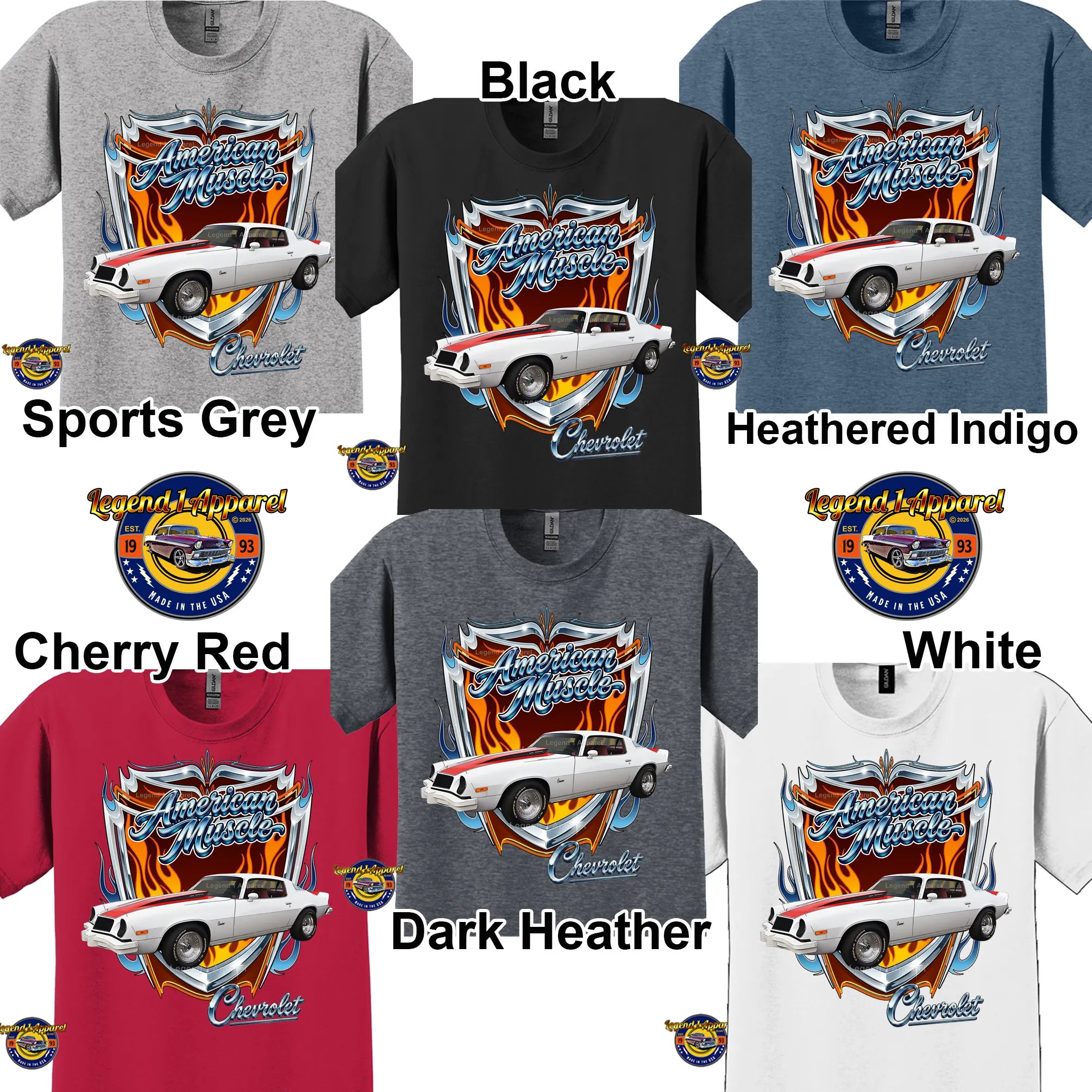1976 Chevrolet Camaro American Muscle T-Shirt – 76 Chevy Classic Car Graphic Tee