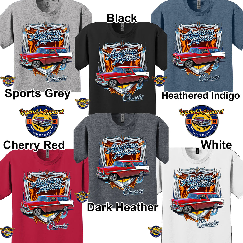 1956 Chevy Bel Air Nomad American Muscle T-Shirt –56 Chevrolet Nomad Classic Car Graphic Tee
