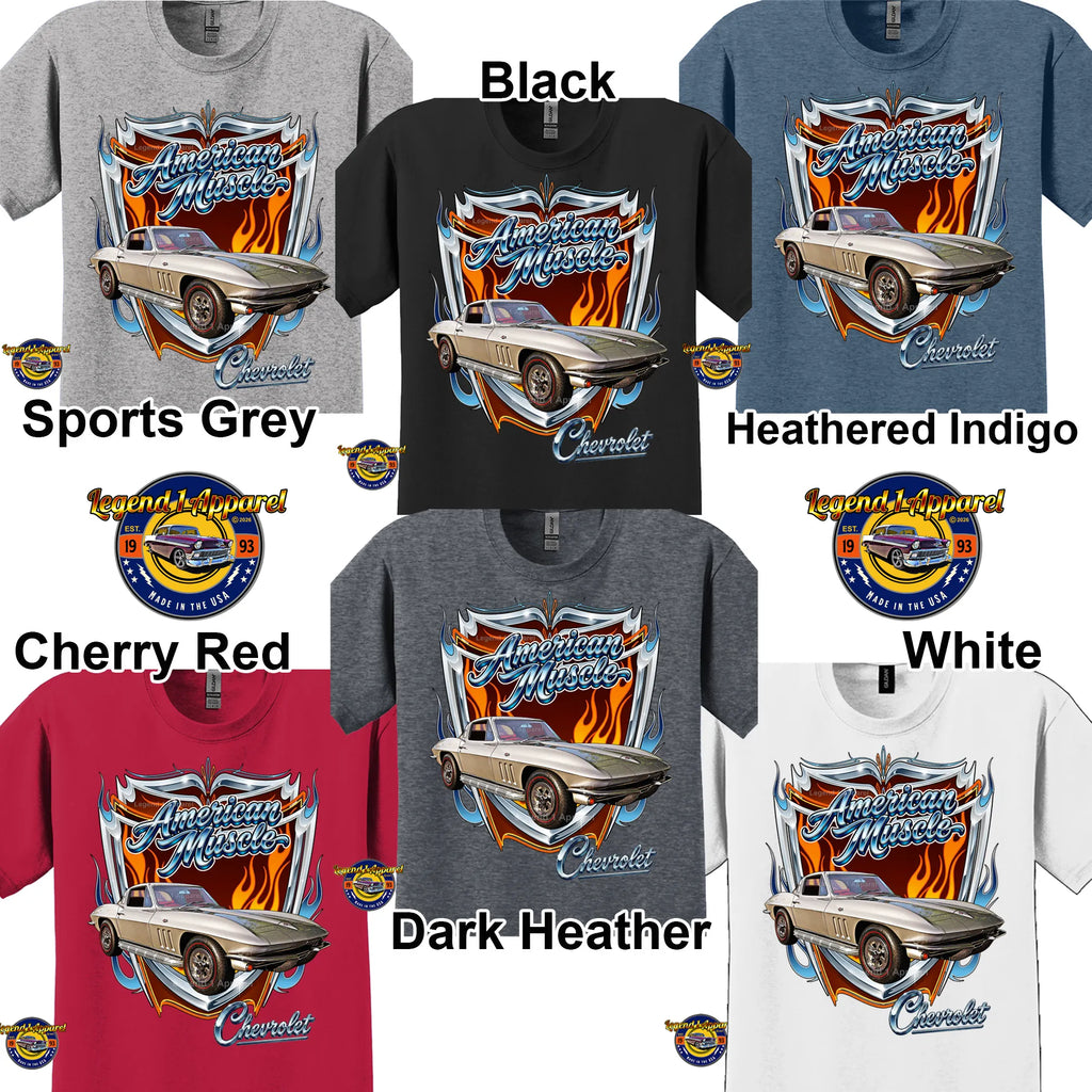 1965 Chevrolet Corvette C2 American Muscle T-Shirt – 65 Chevy Classic Car Graphic Tee