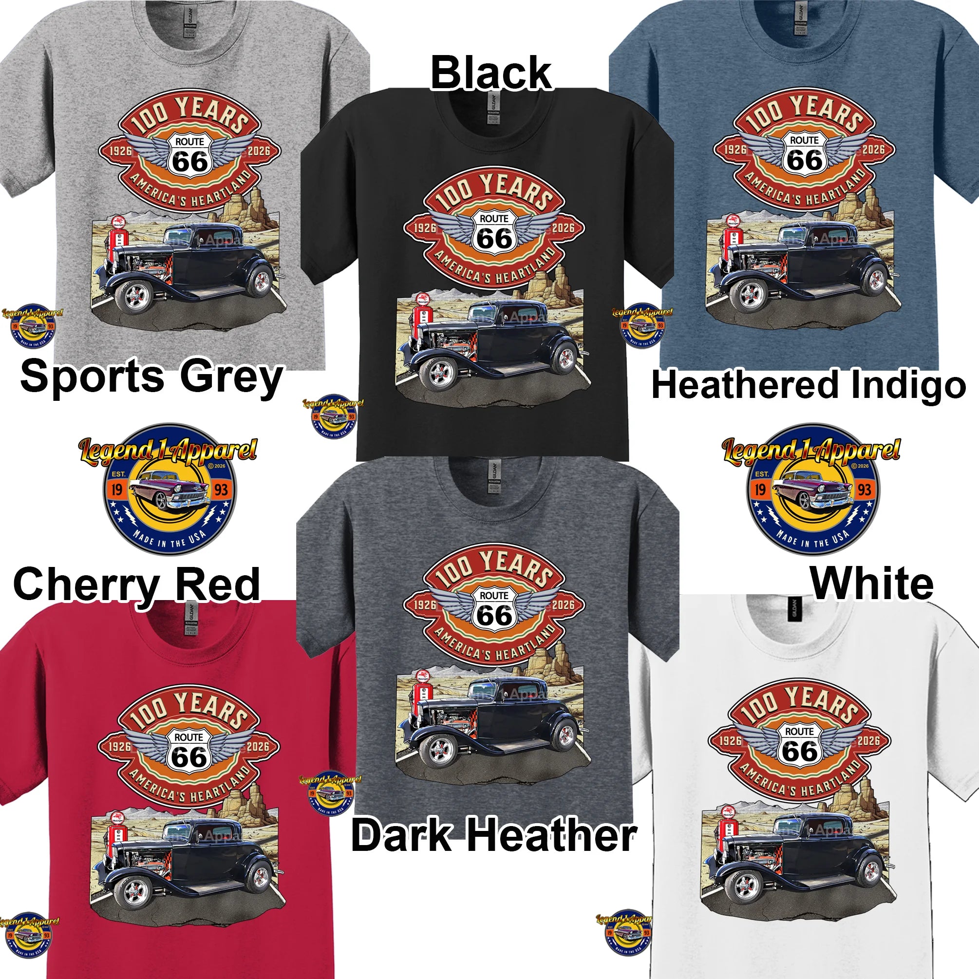 1932 Ford Coupe Classic Car Graphic Tee – Route 66 100 Years T-Shirt