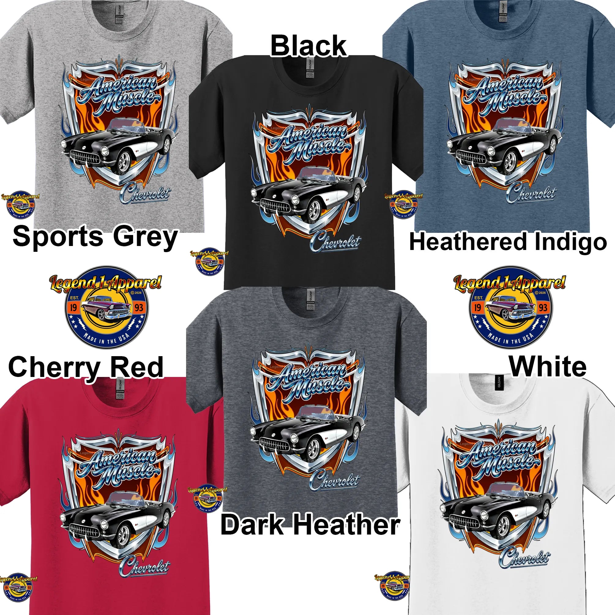 1957 Chevrolet Corvette C1 American Muscle T-Shirt – 57 Chevy Classic Car Graphic Tee