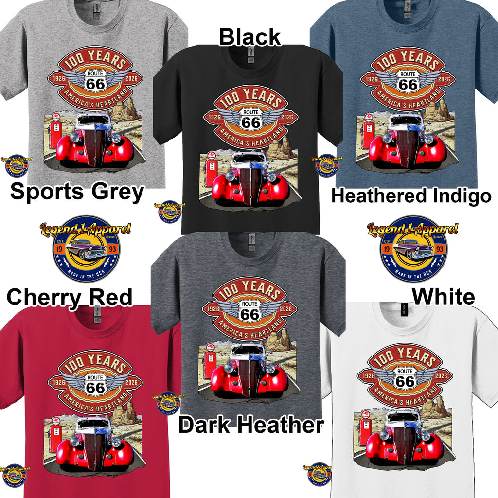 1936 Ford Coupe Classic Car Graphic Tee – Route 66 100 Years T-Shirt
