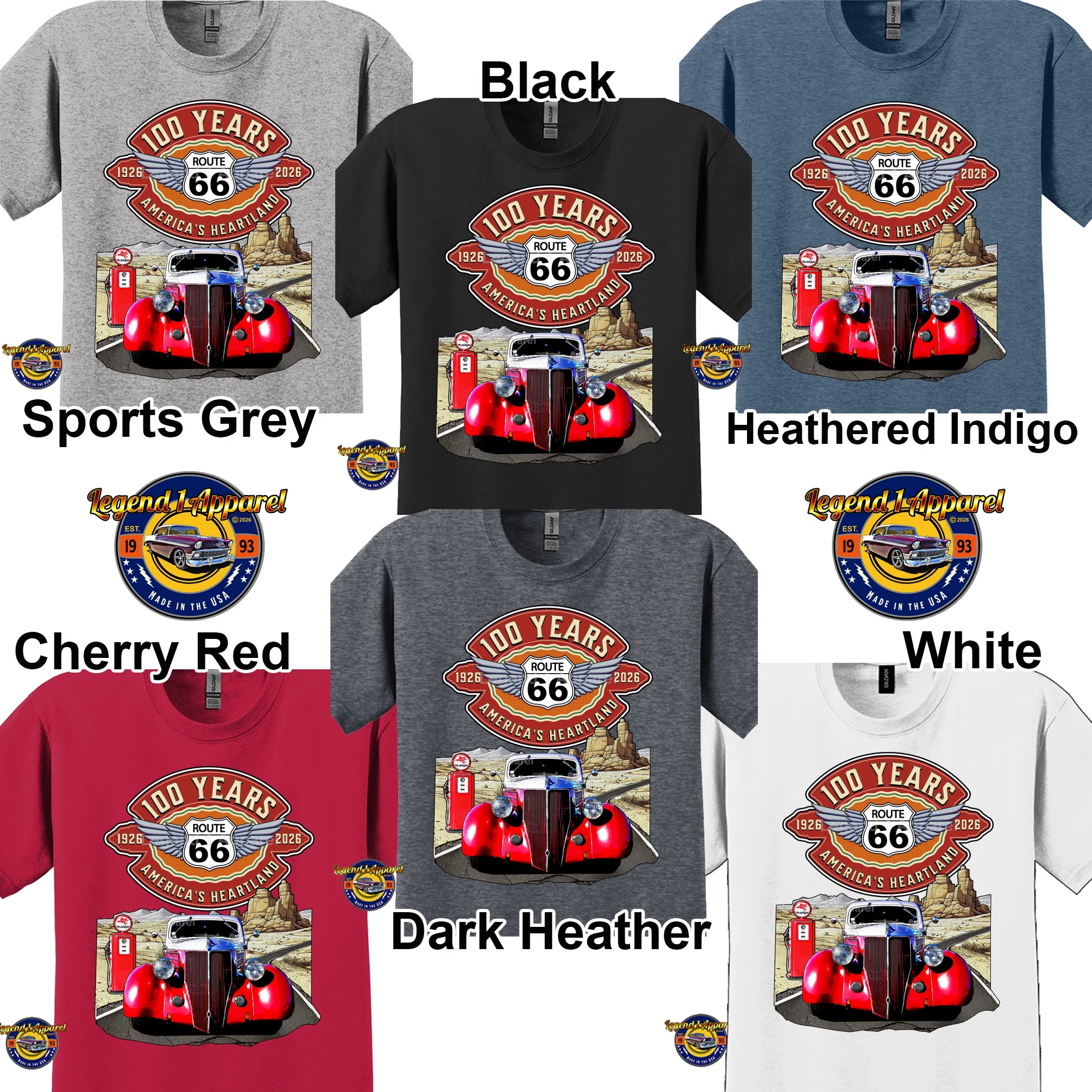 1936 Ford Coupe Classic Car Graphic Tee – Route 66 100 Years T-Shirt