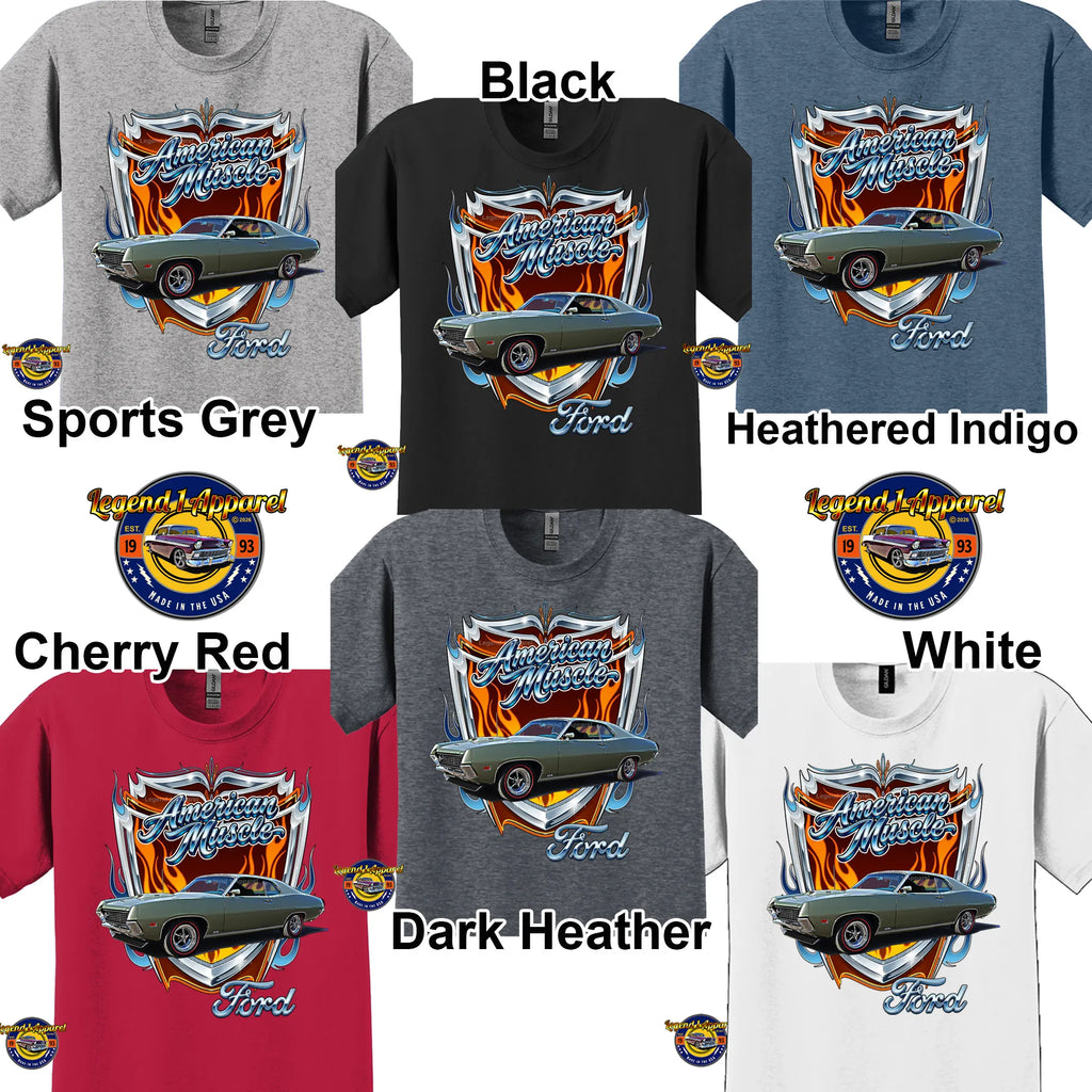 1970 Ford Torino Classic Car Graphic Tee – American Muscle T-Shirt