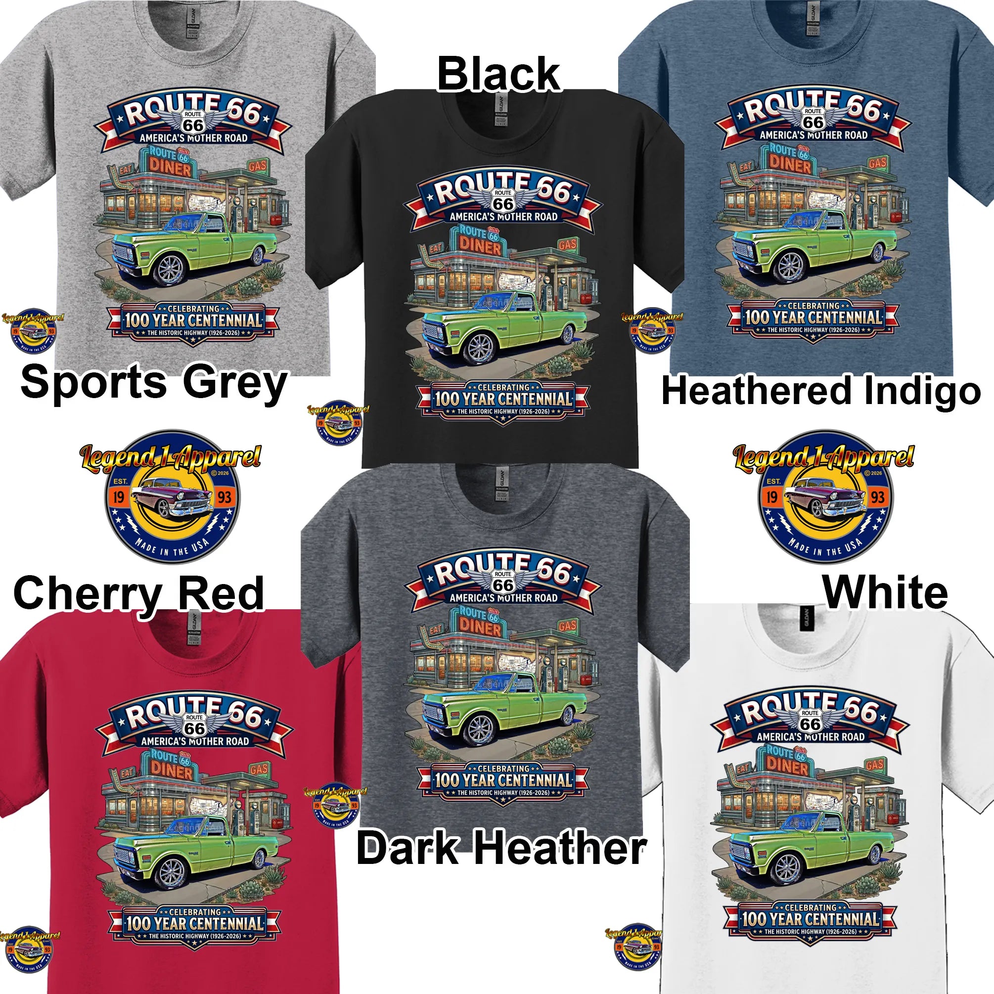 1972 Chevrolet Pick Up C10 Square Body Classic Truck Graphic Tee – Route 66 Centennial T-Shirt