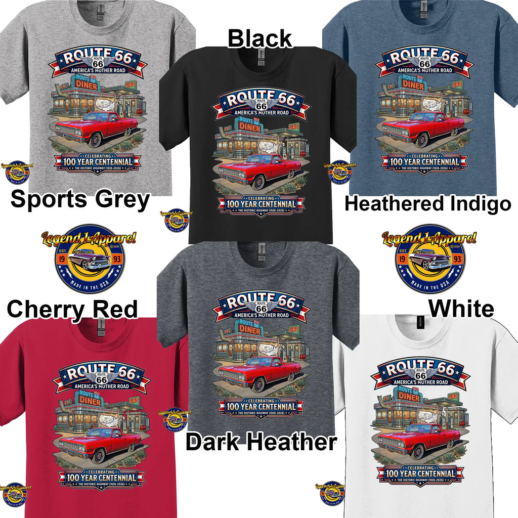 1964 Chevrolet El Camino Classic Truck Graphic Tee – Route 66 Centennial T-Shirt