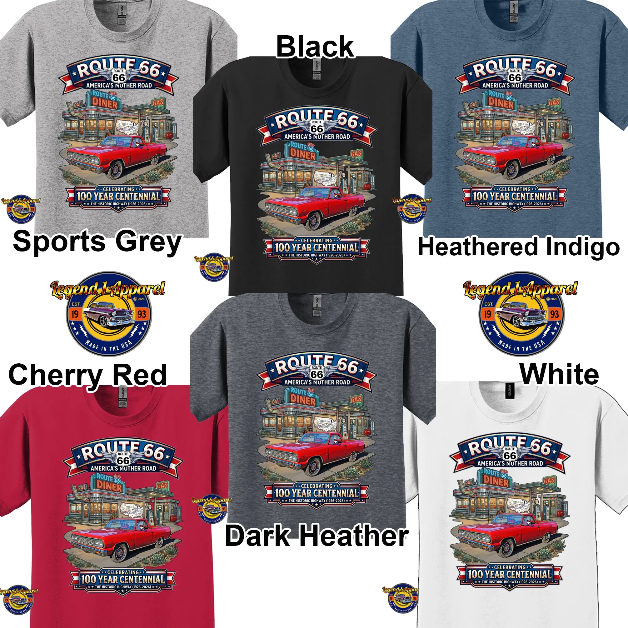 1964 Chevrolet El Camino Classic Truck Graphic Tee – Route 66 Centennial T-Shirt