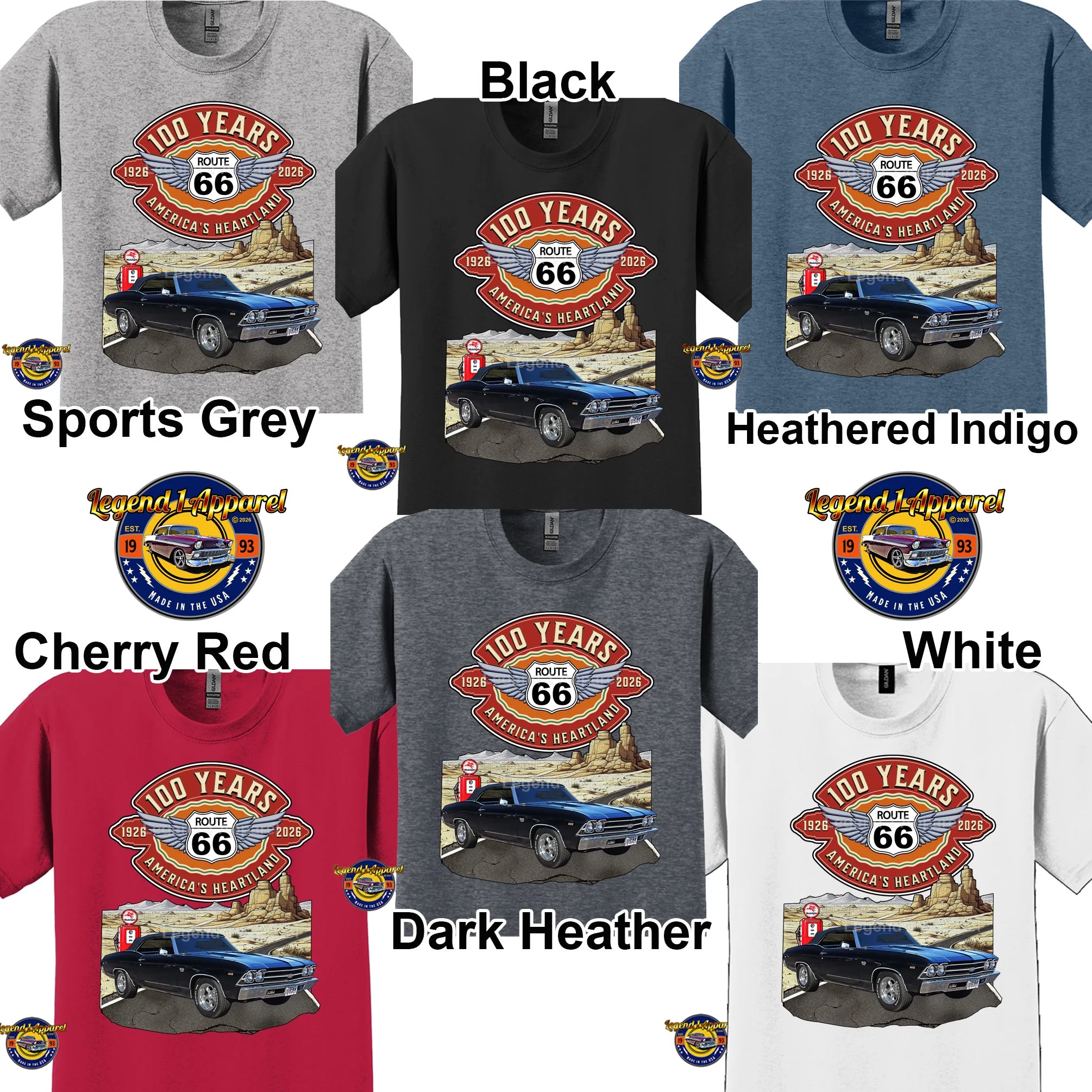 1969 Chevrolet Chevelle SS Classic Car Graphic Tee – Route 66 100 Years T-Shirt