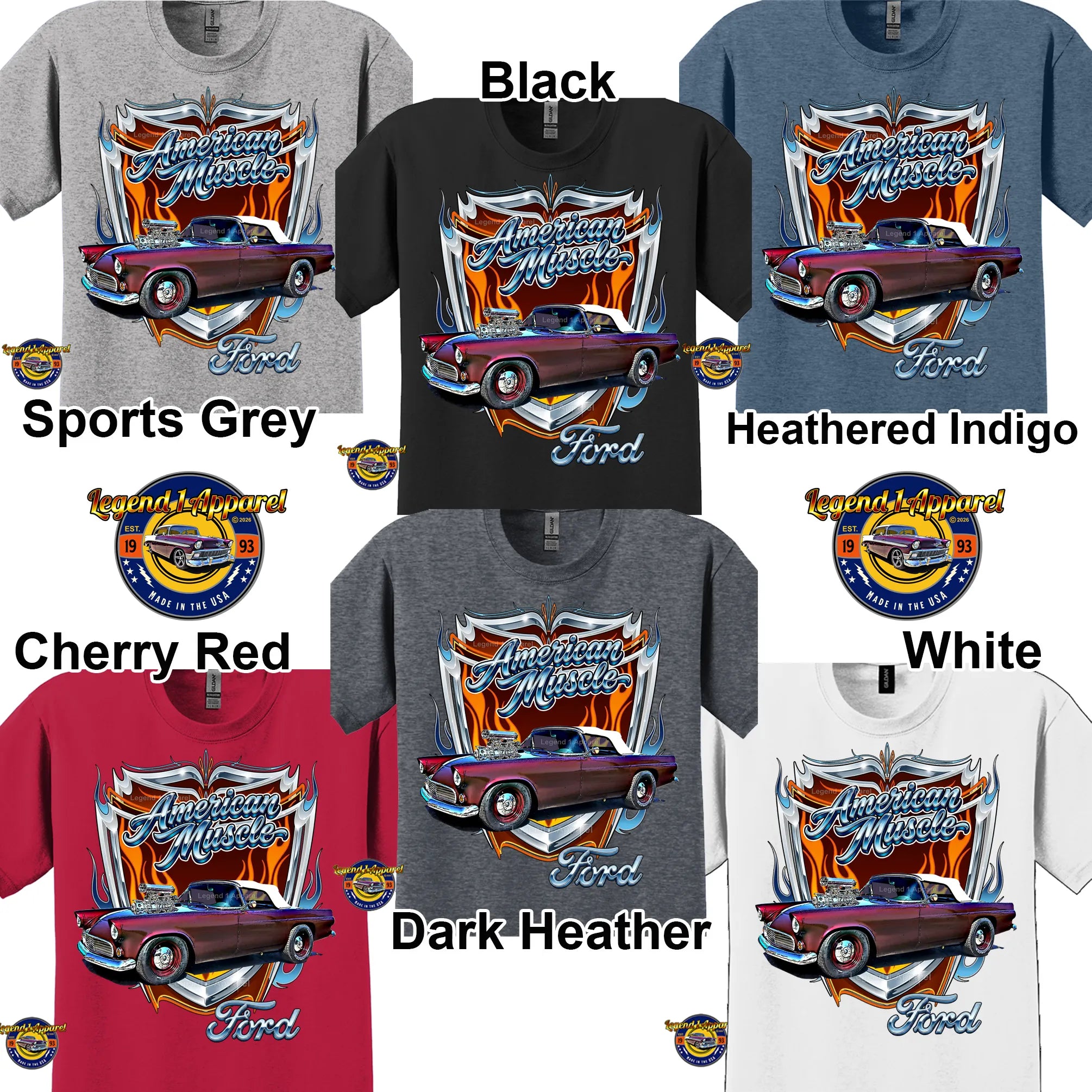 1955 Ford Thunderbird American Muscle T-Shirt –55 Ford Classic Car Graphic Tee