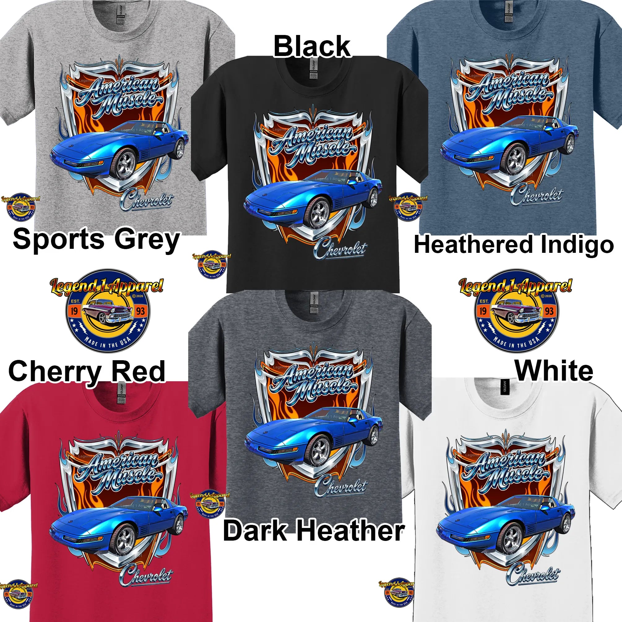 1992 Chevrolet Corvette C4 American Muscle T-Shirt – 92 Chevy Classic Car Graphic Tee