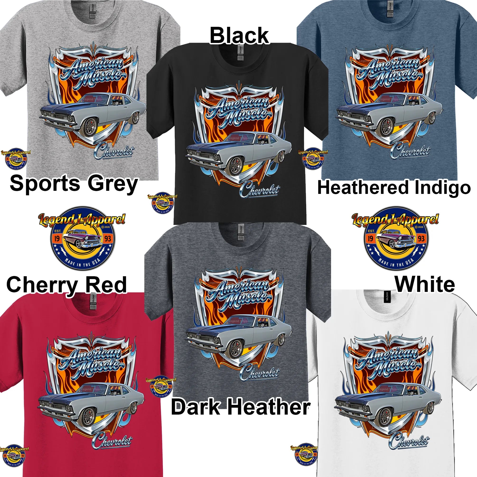 1972 Chevrolet Nova SS American Muscle T-Shirt – 72 Chevy Classic Car Graphic Tee