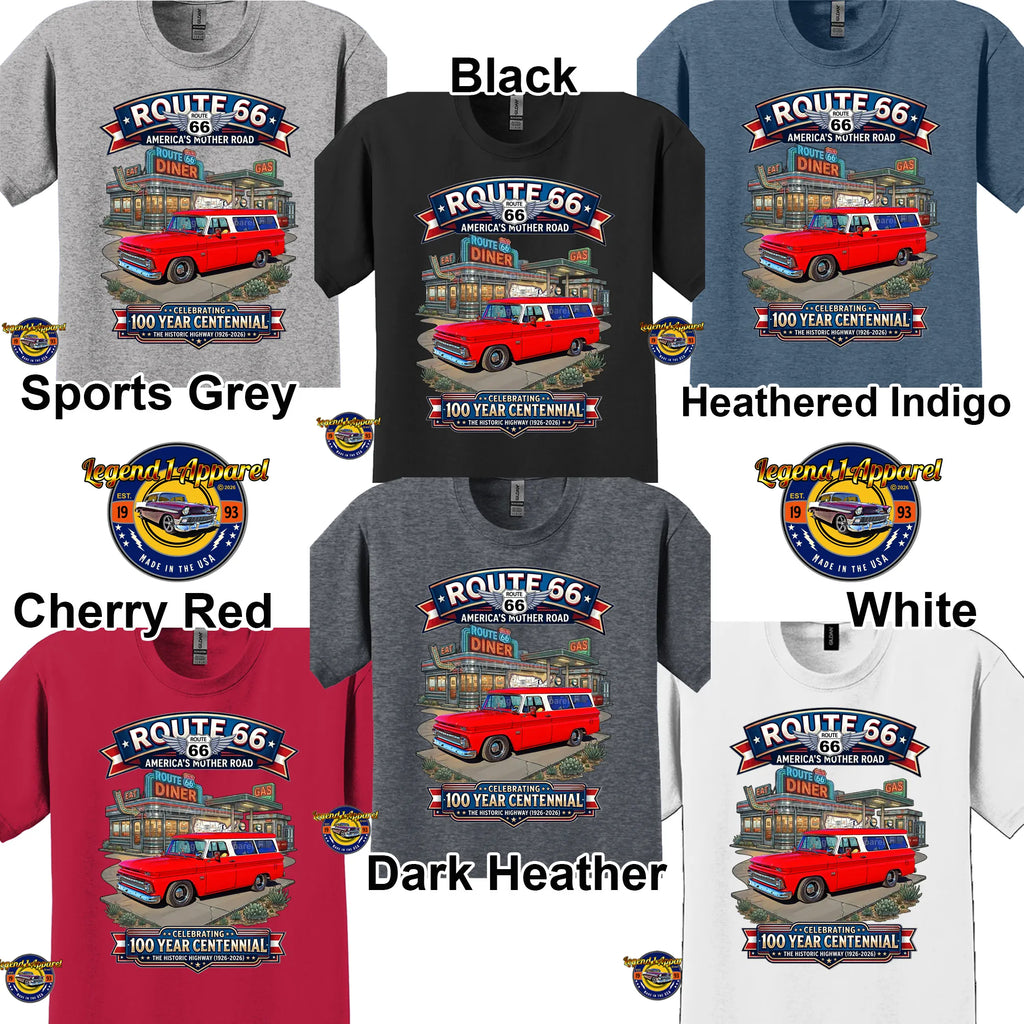 1966 Chevrolet Suburban Carryall Classic Truck Graphic Tee – Route 66 Centennial T-Shirt
