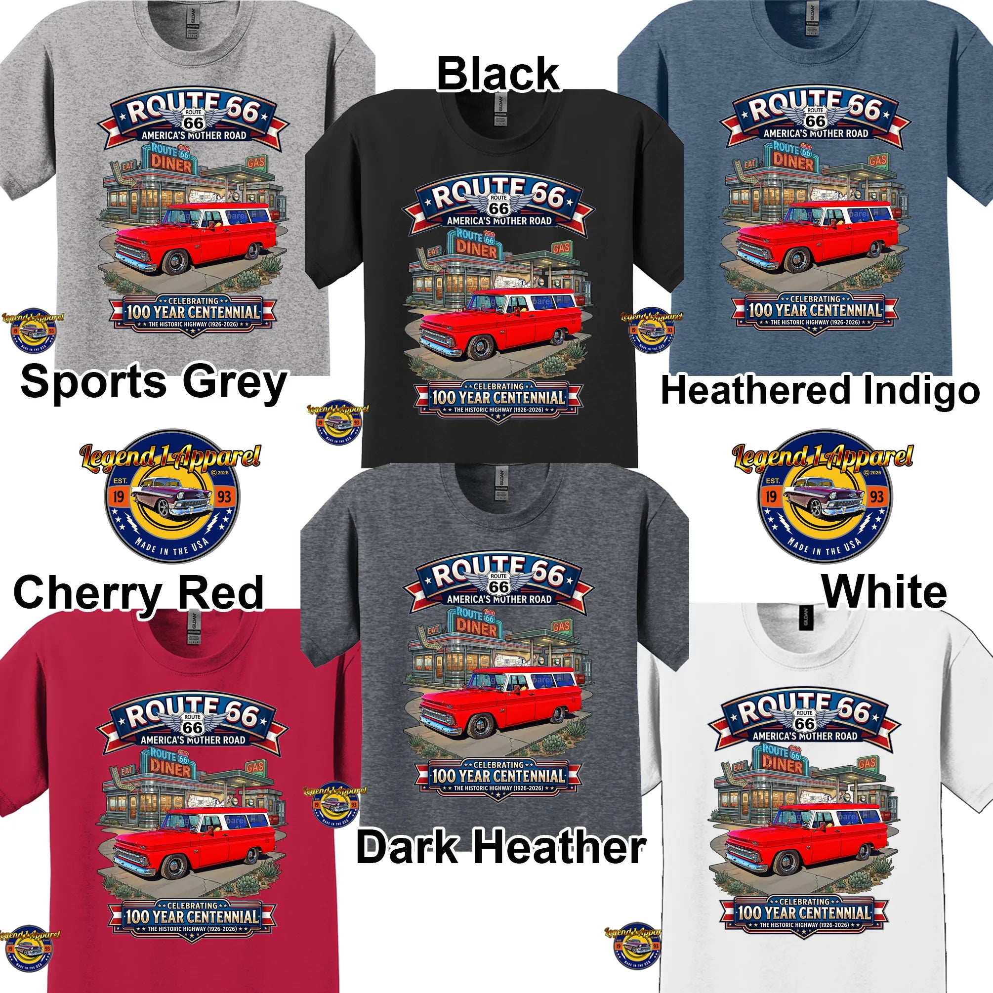 1966 Chevrolet Suburban Carryall Classic Truck Graphic Tee – Route 66 Centennial T-Shirt