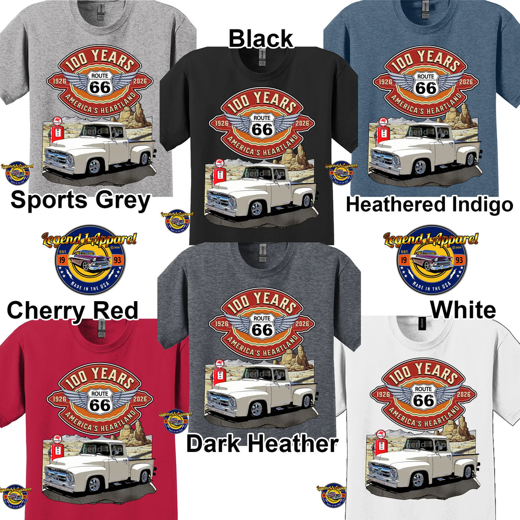 1956 Ford Pick Up Classic Truck Graphic Tee – Route 66 100 Years T-Shirt