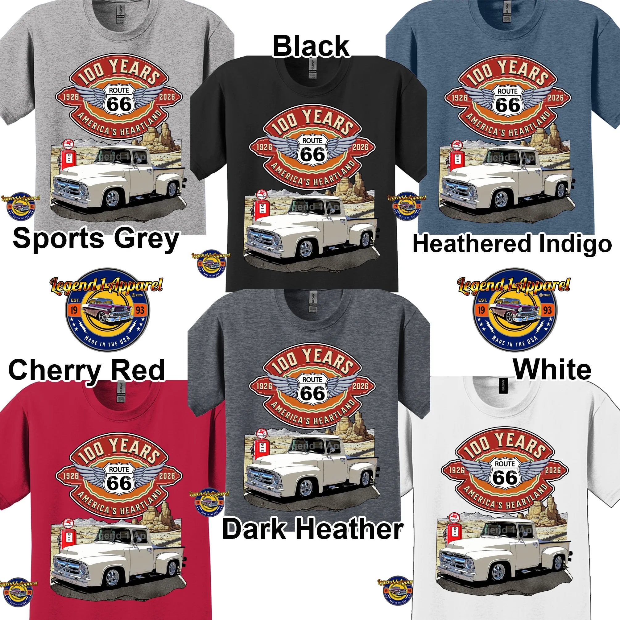 1956 Ford Pick Up Classic Truck Graphic Tee – Route 66 100 Years T-Shirt