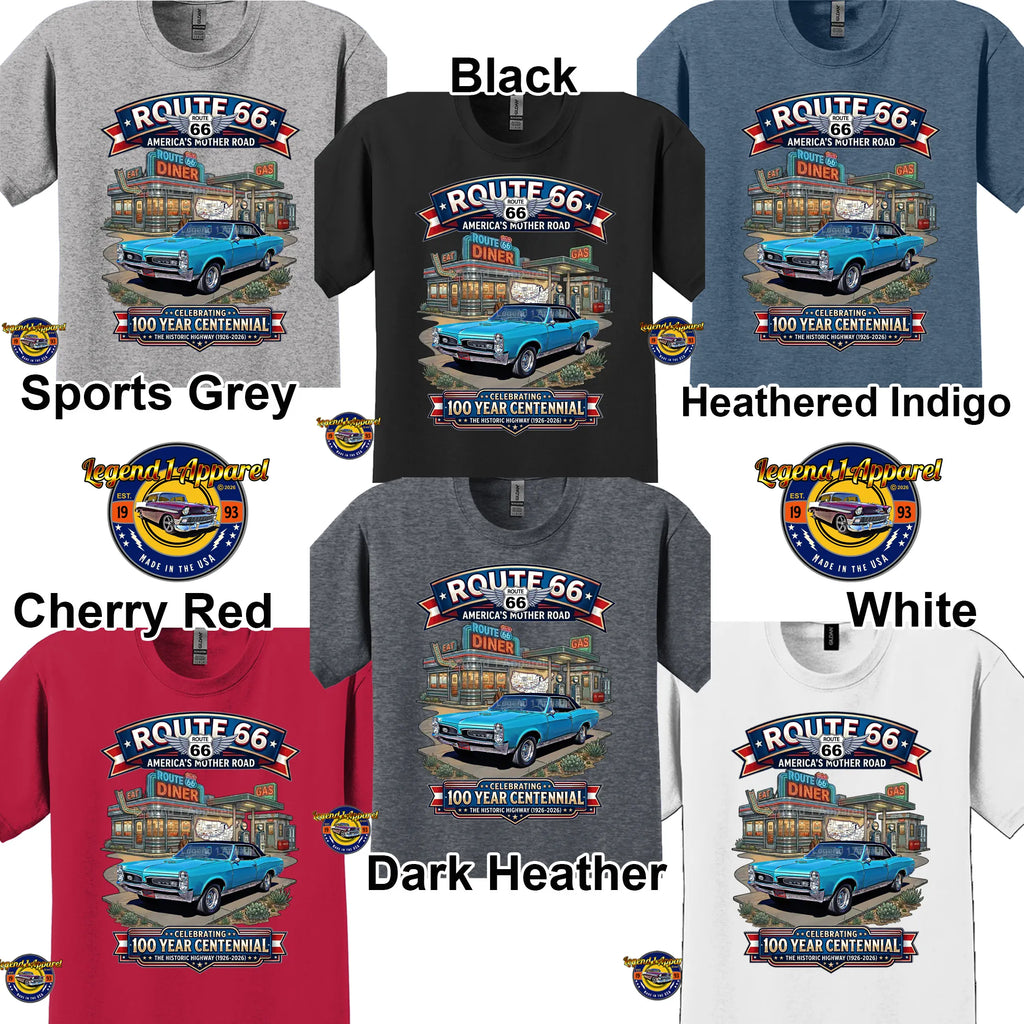 1967 Pontiac GTO Classic Car Graphic Tee – Route 66 Centennial T-Shirt