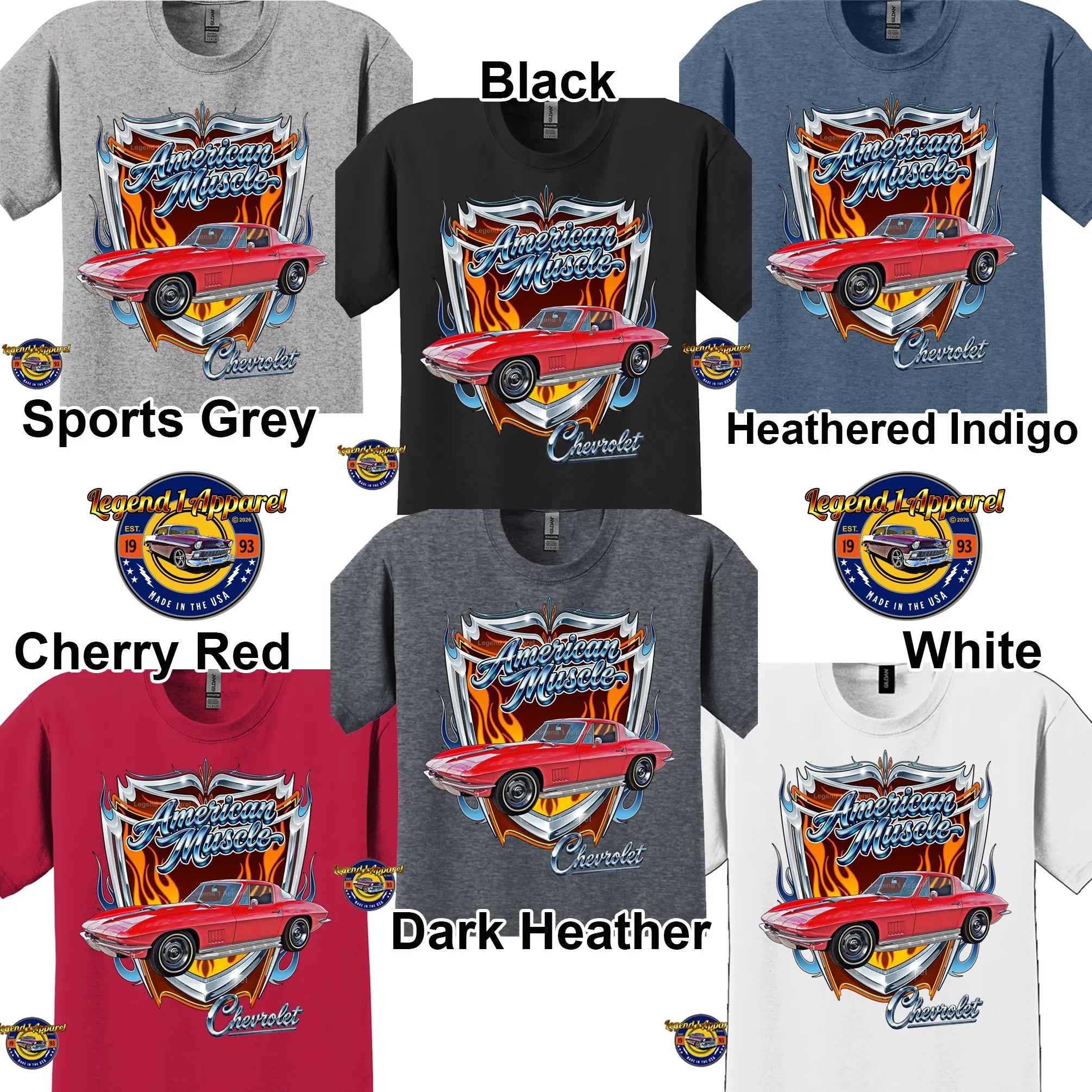 1967 Chevrolet Corvette C2 American Muscle T-Shirt – 67 Chevy Classic Car Graphic Tee
