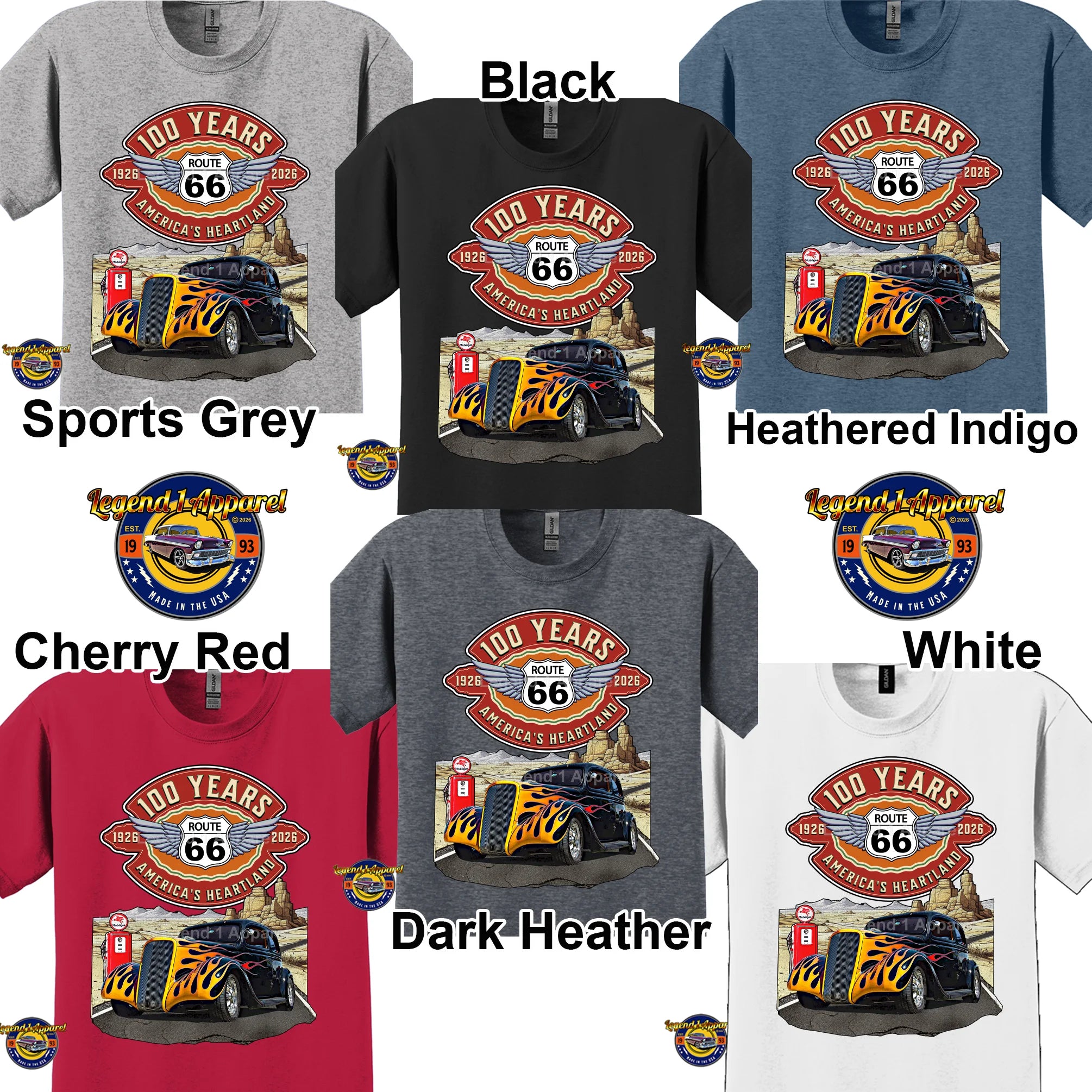 1937 Chevrolet Coupe Classic Car Graphic Tee – Route 66 100 Years T-Shirt