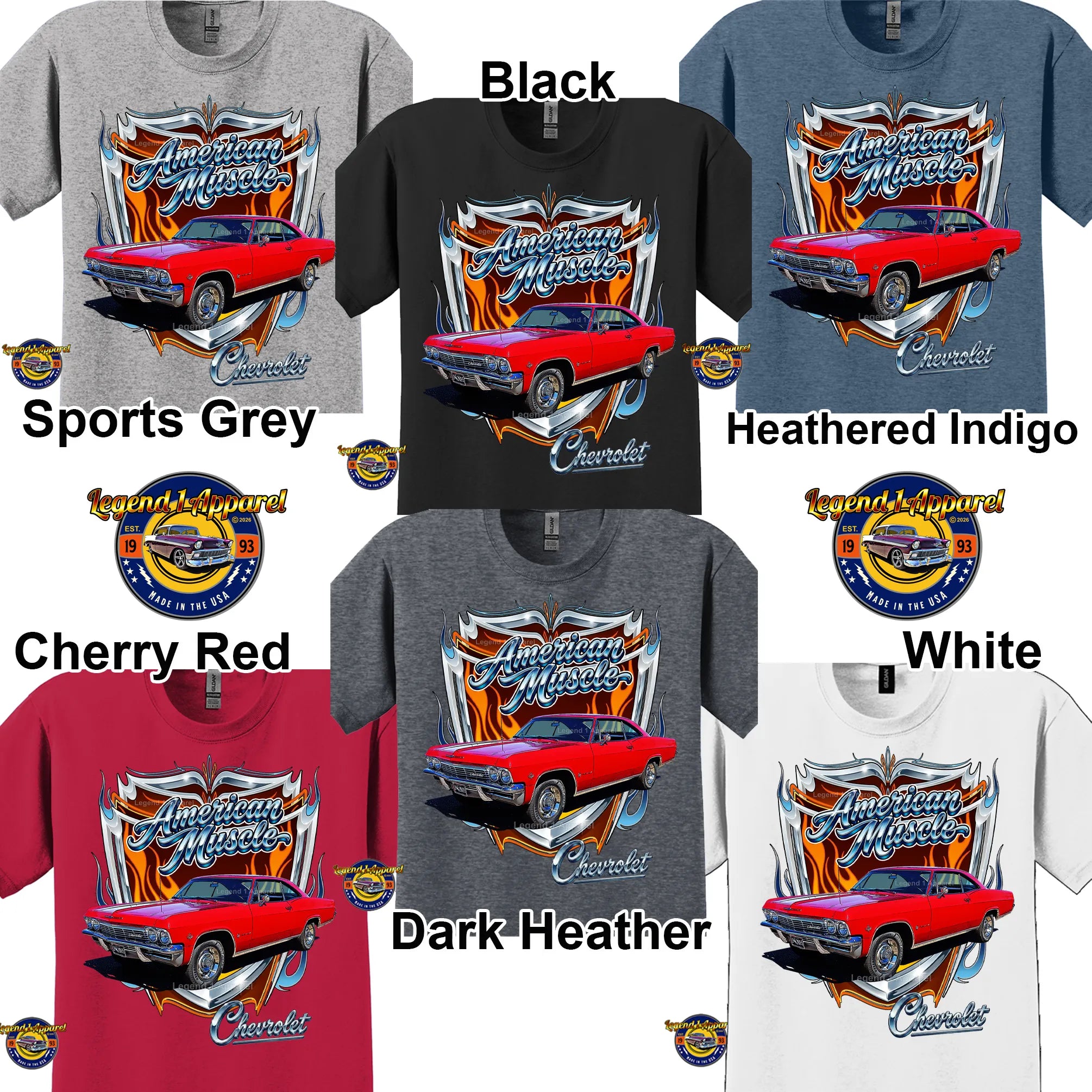 1965 Chevrolet Impala SS American Muscle T-Shirt – 65 Chevy Classic Car Graphic Tee