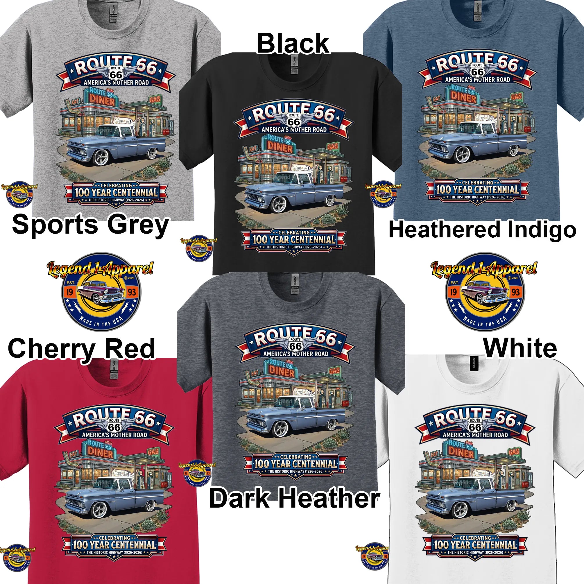 1960 Chevrolet Pick Up Classic Truck Graphic Tee – Route 66 Centennial T-Shirt