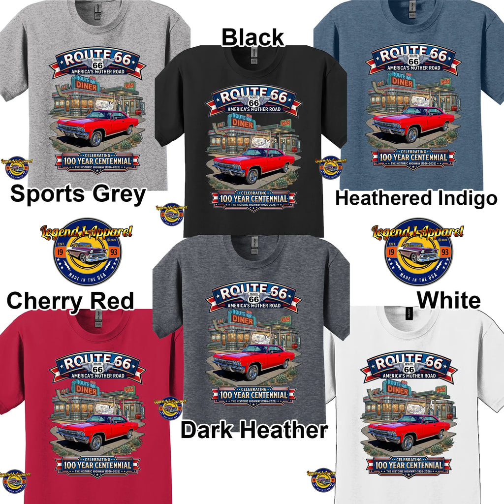 1965 Chevrolet Impala SS Classic Car Graphic Tee – Route 66 Centennial T-Shirt