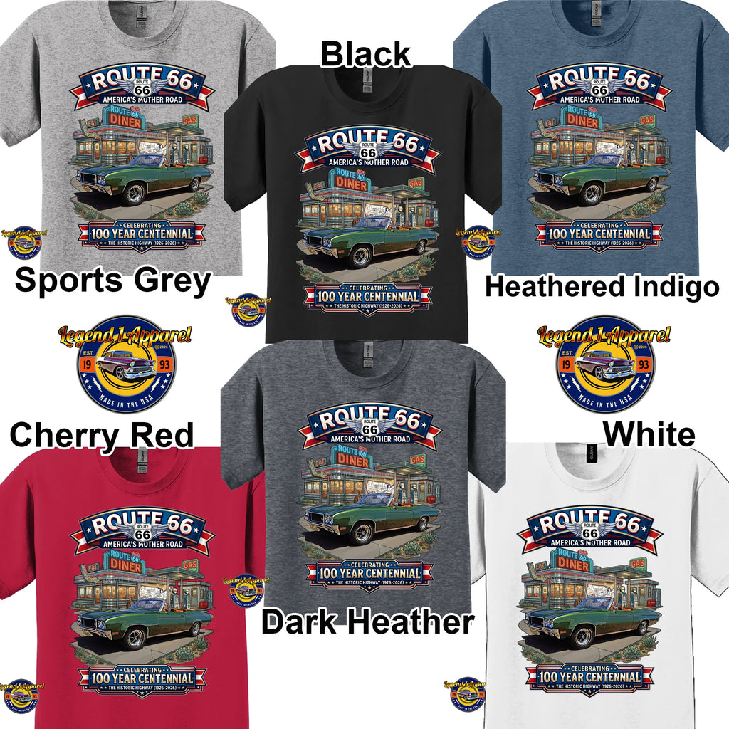 1970 Buick GS 455 Convertible Classic Car Graphic Tee – Route 66 Centennial T-Shirt