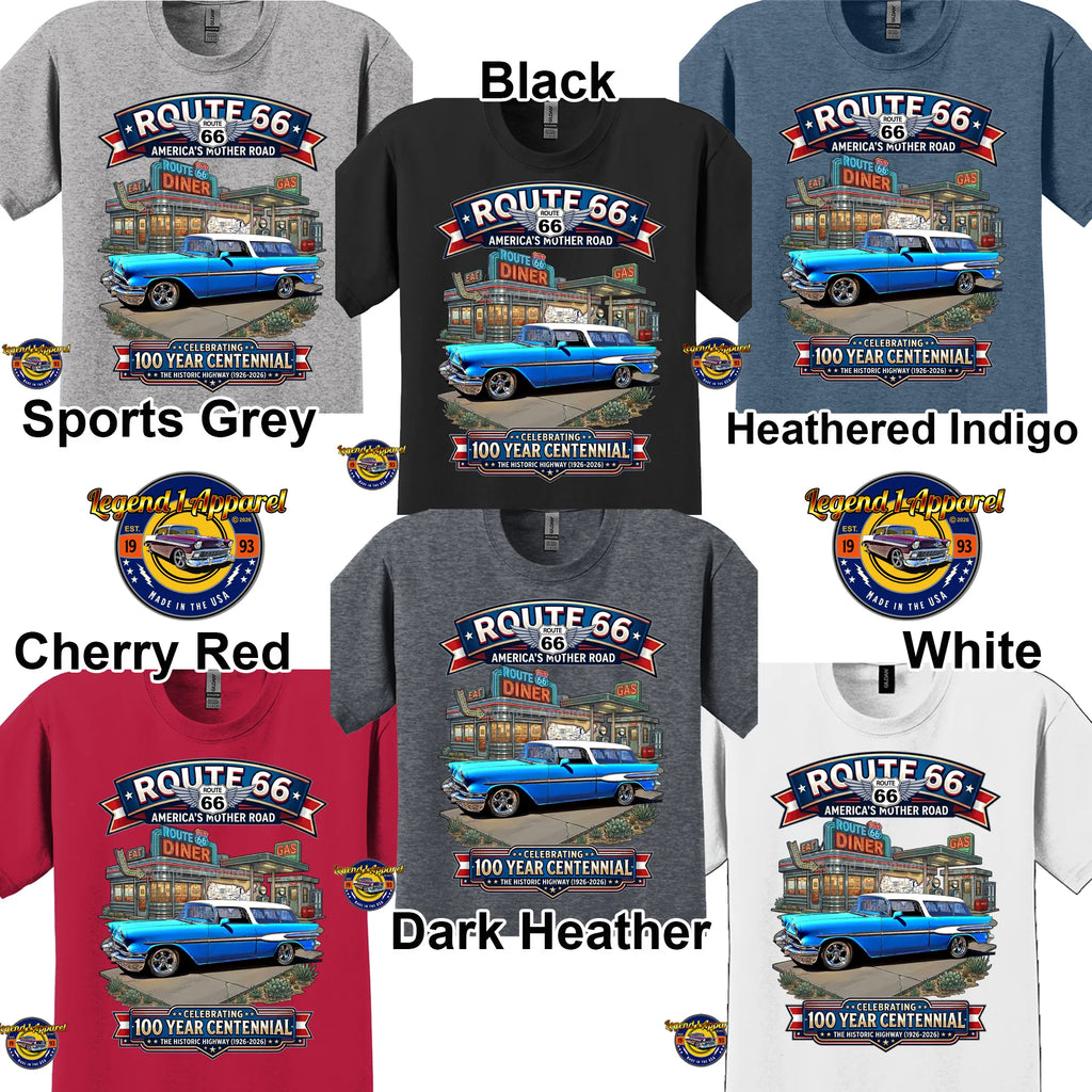 1957 Pontiac Safari Station Wagon Classic Car Graphic Tee – Route 66 Centennial T-Shirt
