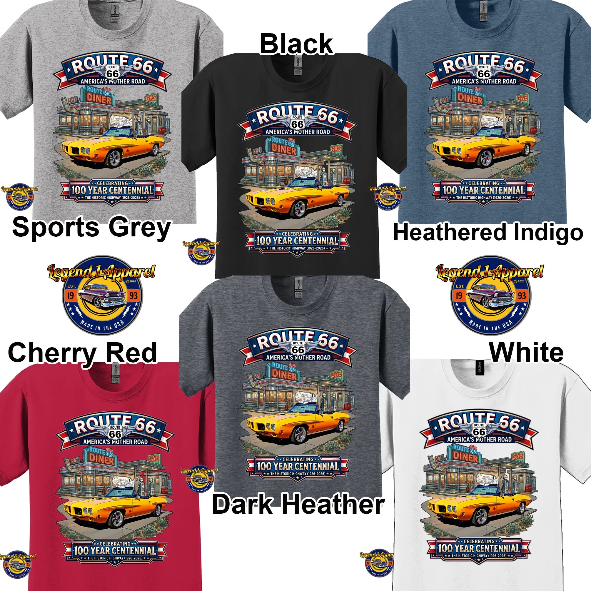 1970 Pontiac Judge GTO Classic Car Graphic Tee – Route 66 Centennial T-Shirt