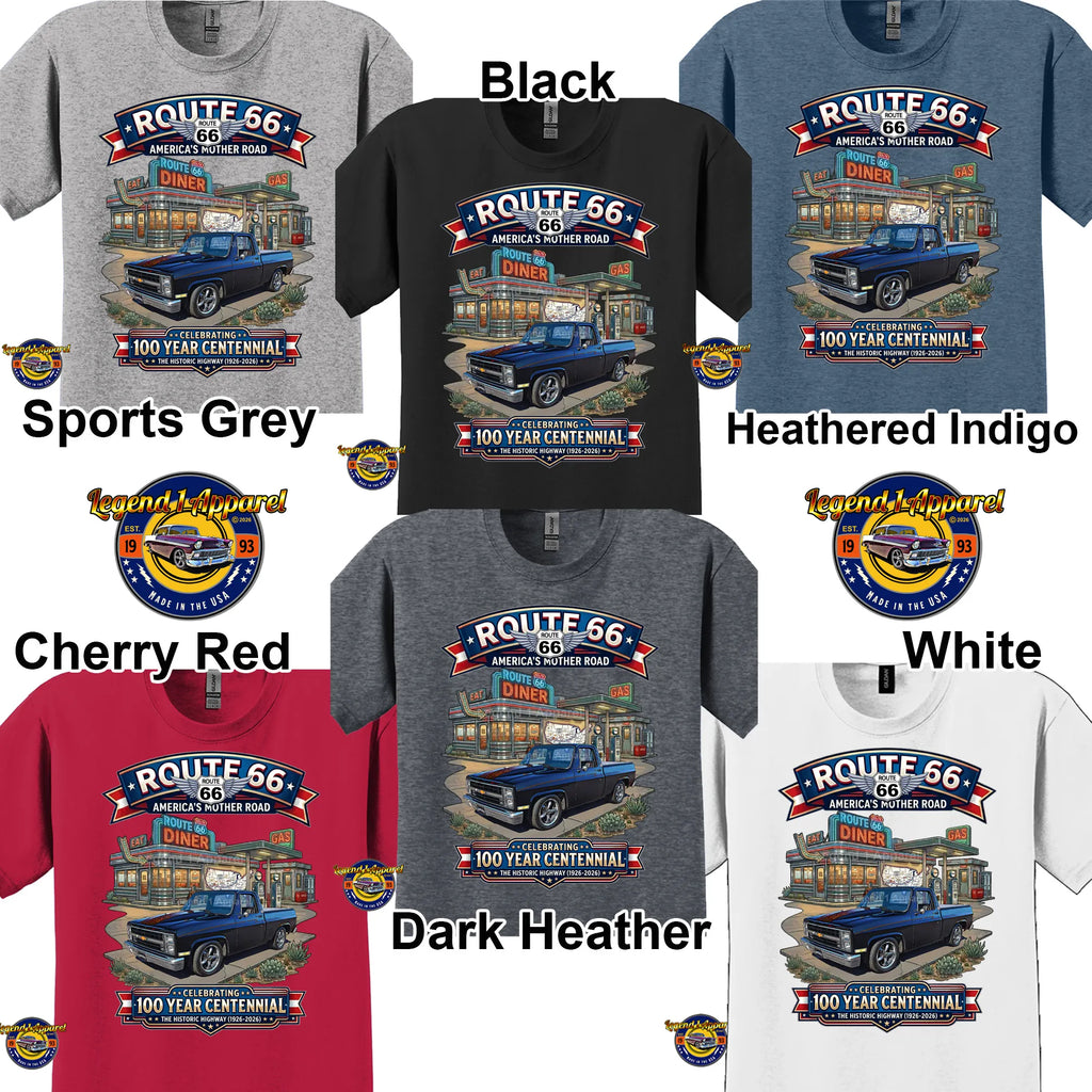 1985 Chevrolet Pick Up C10 Square Body Classic Truck Graphic Tee – Route 66 Centennial T-Shirt