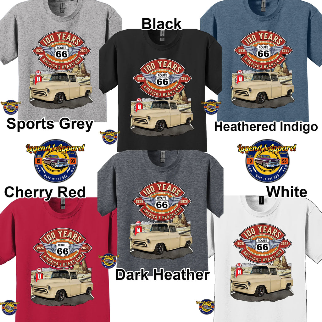 1957 Chevrolet Pick up Classic Truck Graphic Tee – Route 66 100 Years T-Shirt