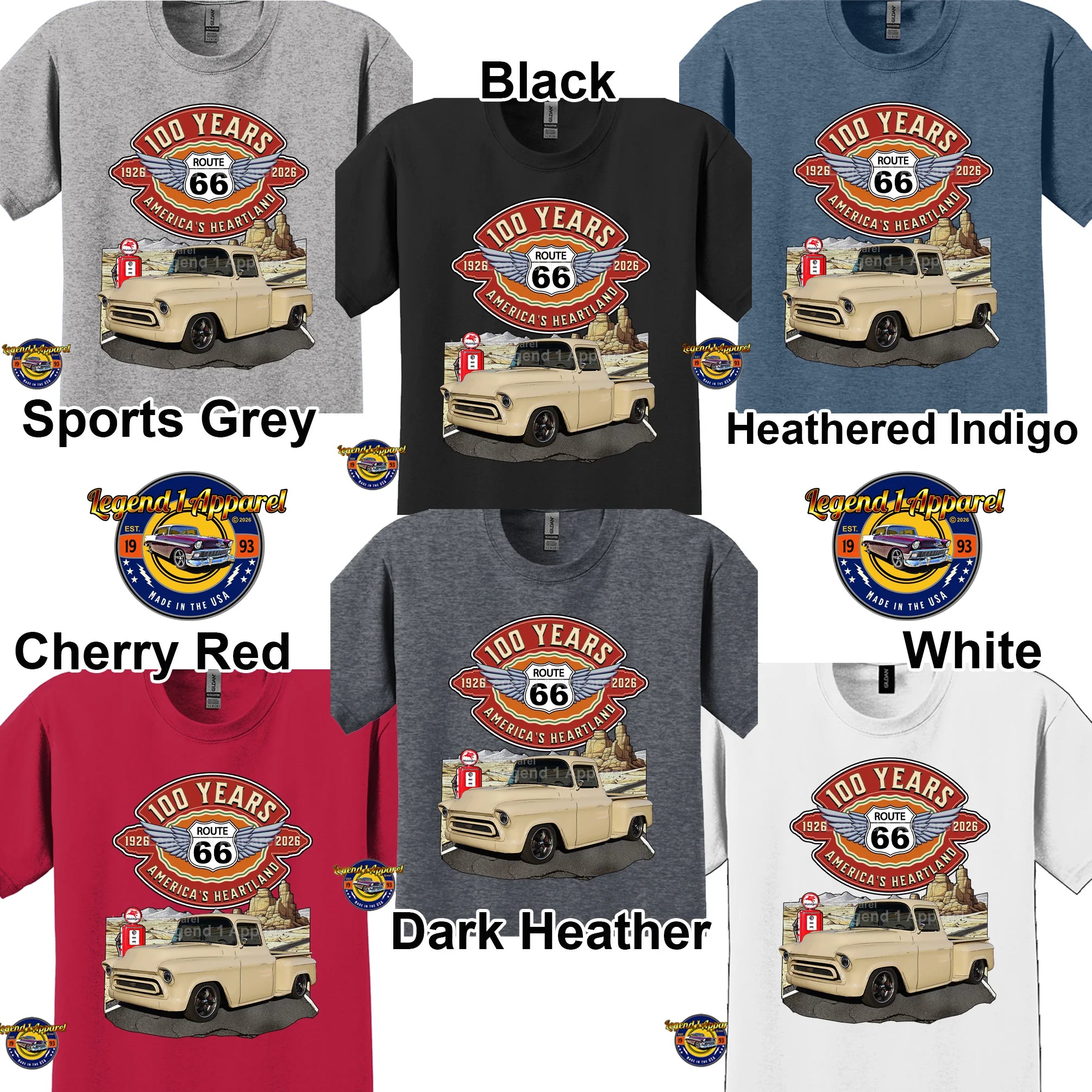 1957 Chevrolet Pick up Classic Truck Graphic Tee – Route 66 100 Years T-Shirt