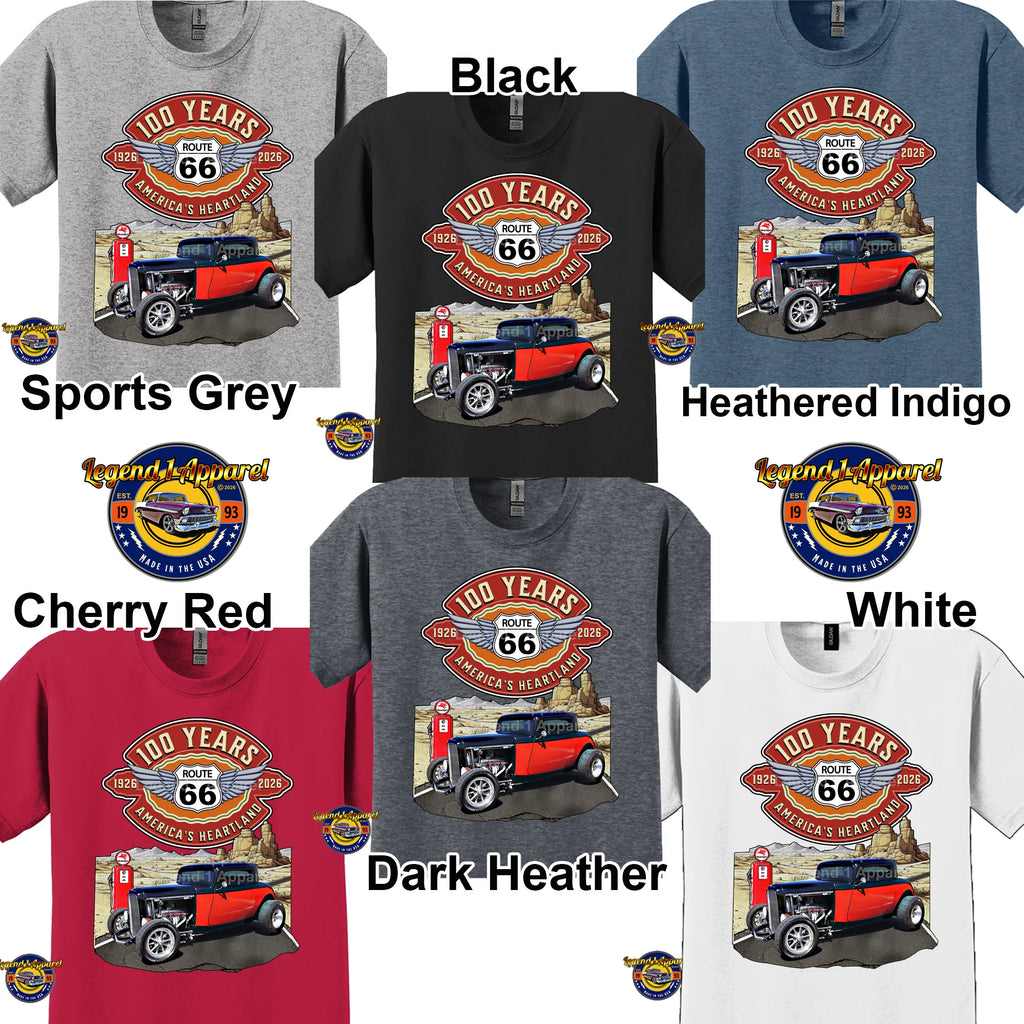 1932 Ford Coupe Classic Car Graphic Tee – Route 66 100 Years T-Shirt