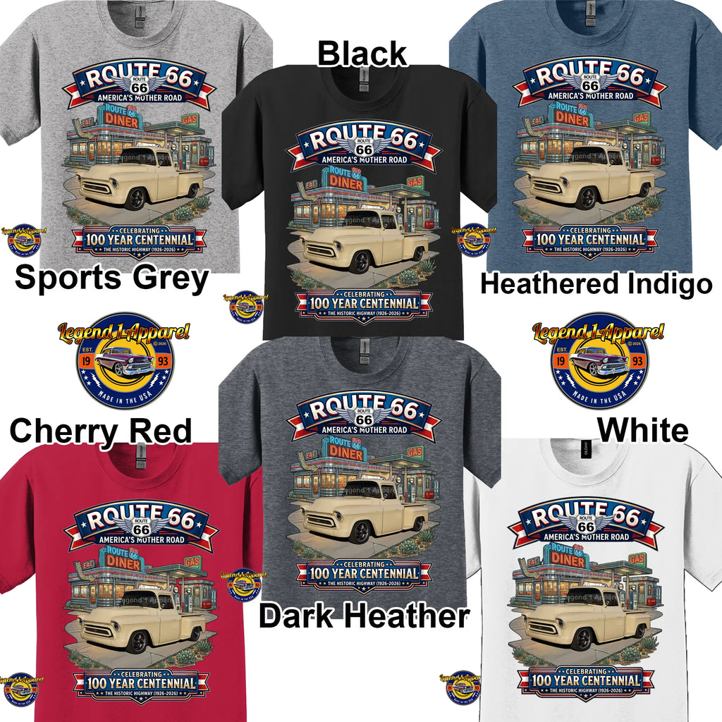 1957 Chevrolet Pick up Classic Truck Graphic Tee – Route 66 Centennial T-Shirt