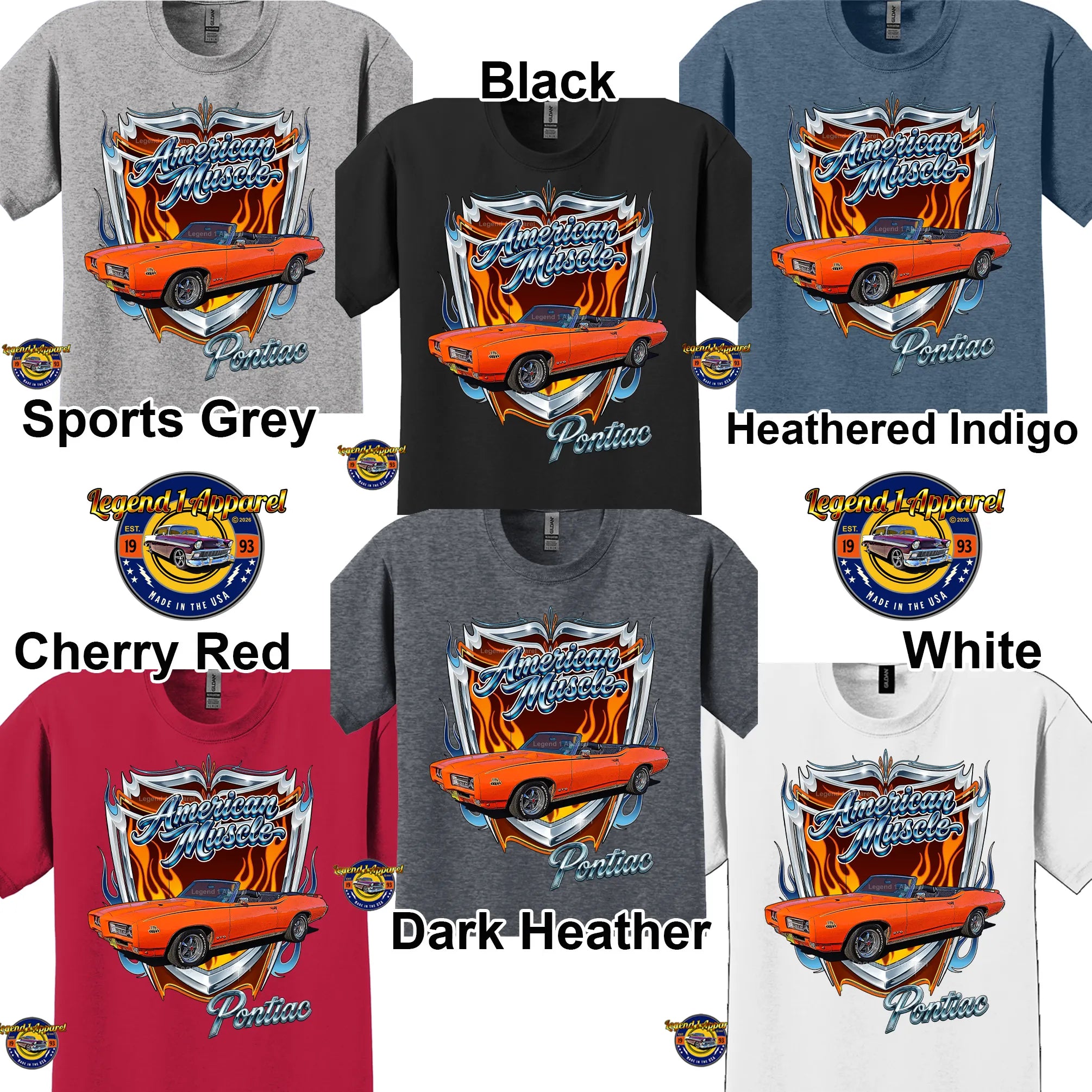 1969 Pontiac GTO American Muscle T-Shirt – 69 Judge GTO Classic Car Graphic Tee