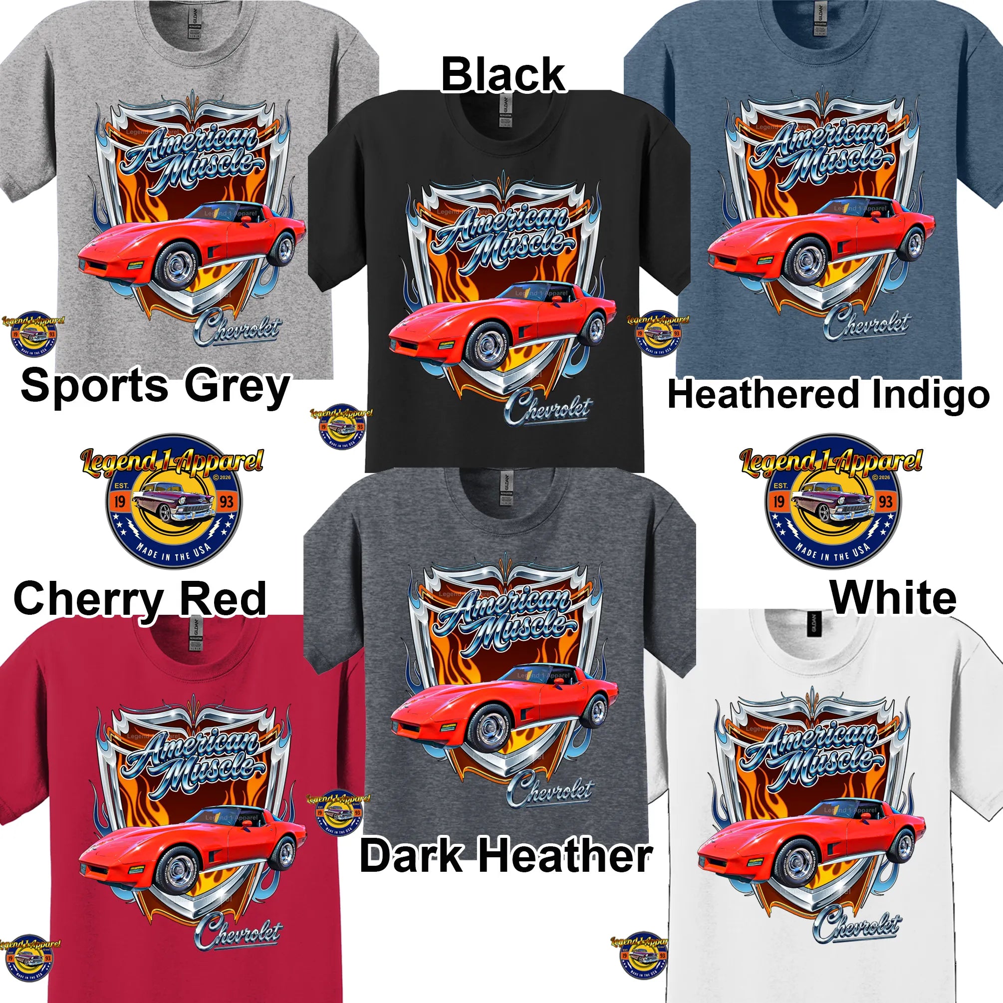 1980 Chevrolet Corvette C3 American Muscle T-Shirt – 80 Chevy Classic Car Graphic Tee