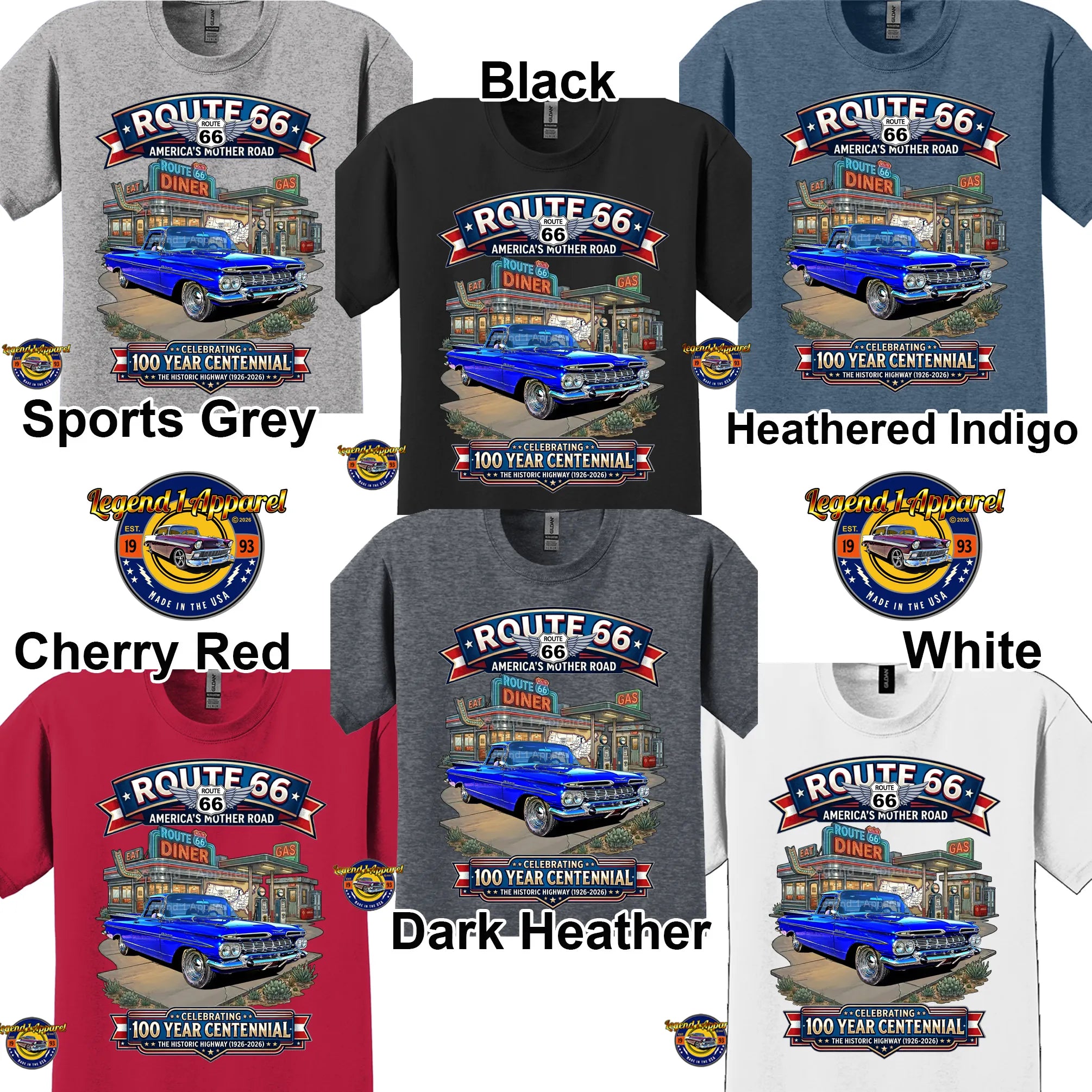 1959 Chevrolet El Camino Classic Truck Graphic Tee – Route 66 Centennial T-Shirt