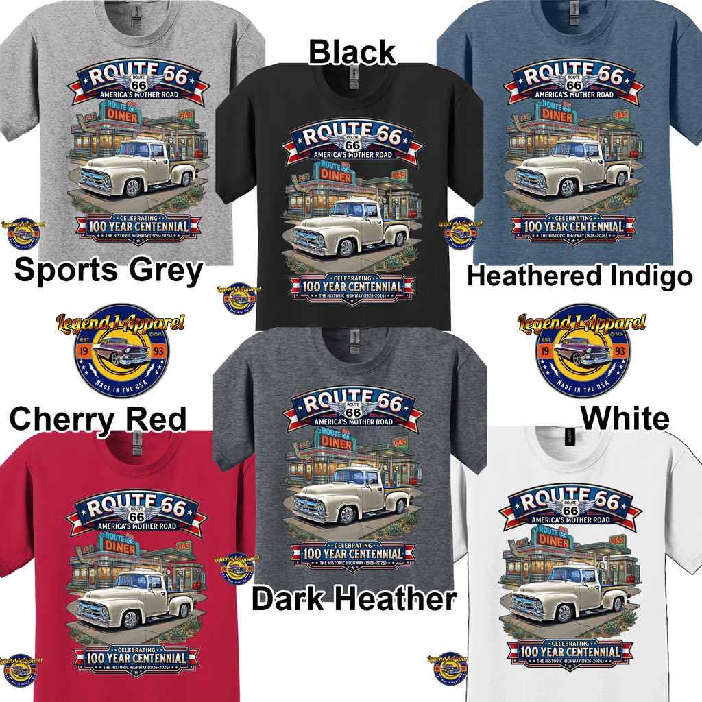 1956 Ford F100 Pick up Classic Truck Graphic Tee – Route 66 Centennial T-Shirt