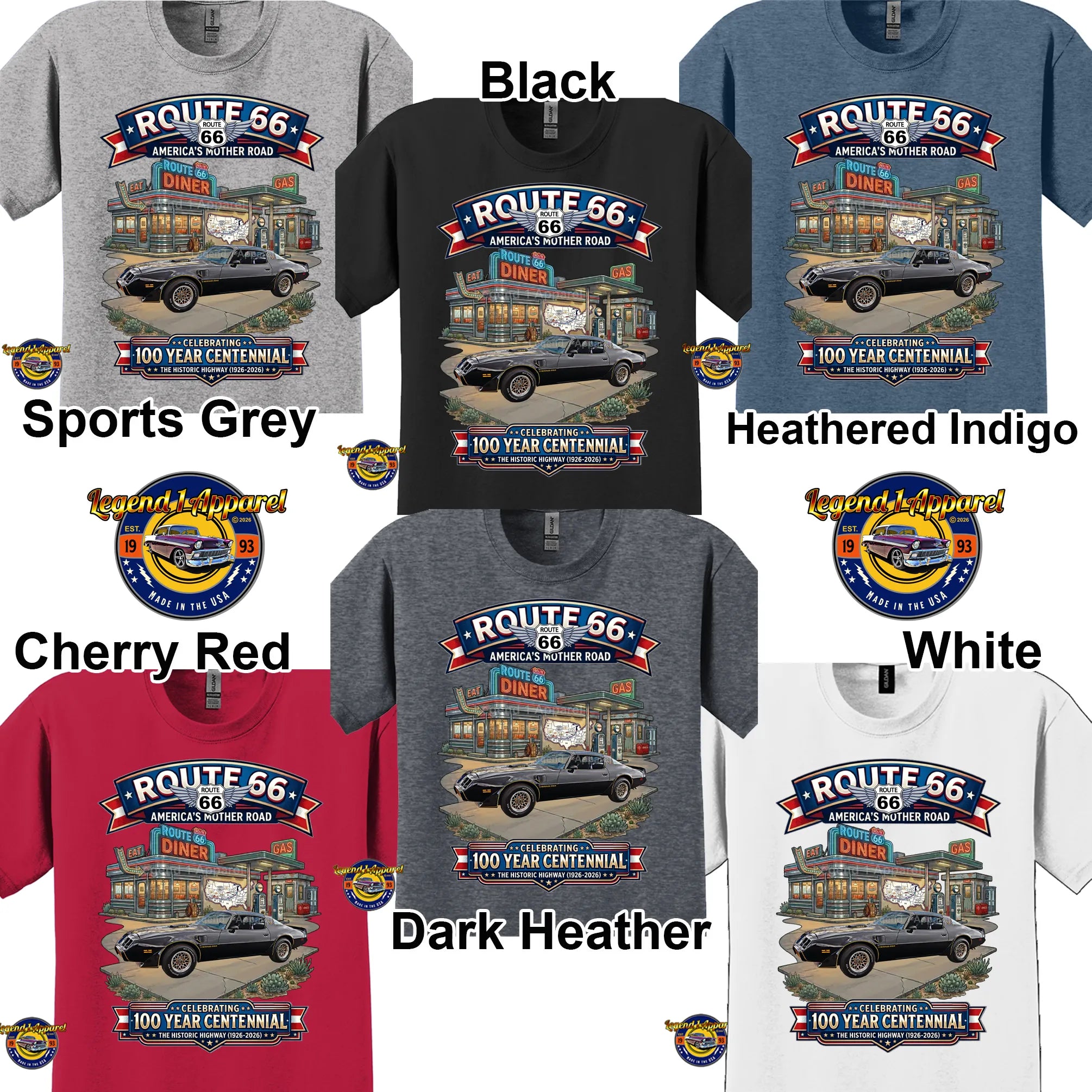 1979 Pontiac Trans Am Classic Car Graphic Tee – Route 66 Centennial T-Shirt