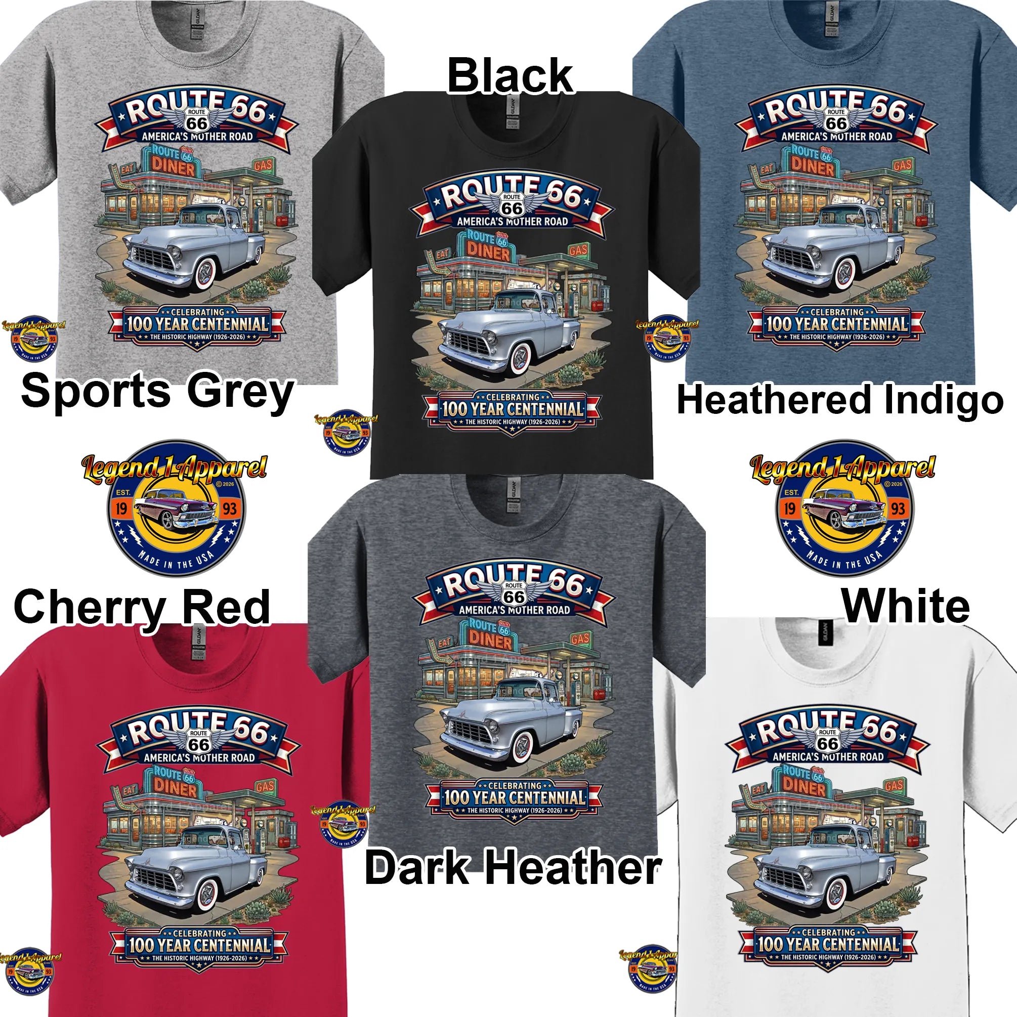 1955 Chevrolet Pick up Classic Truck Graphic Tee – Route 66 Centennial T-Shirt
